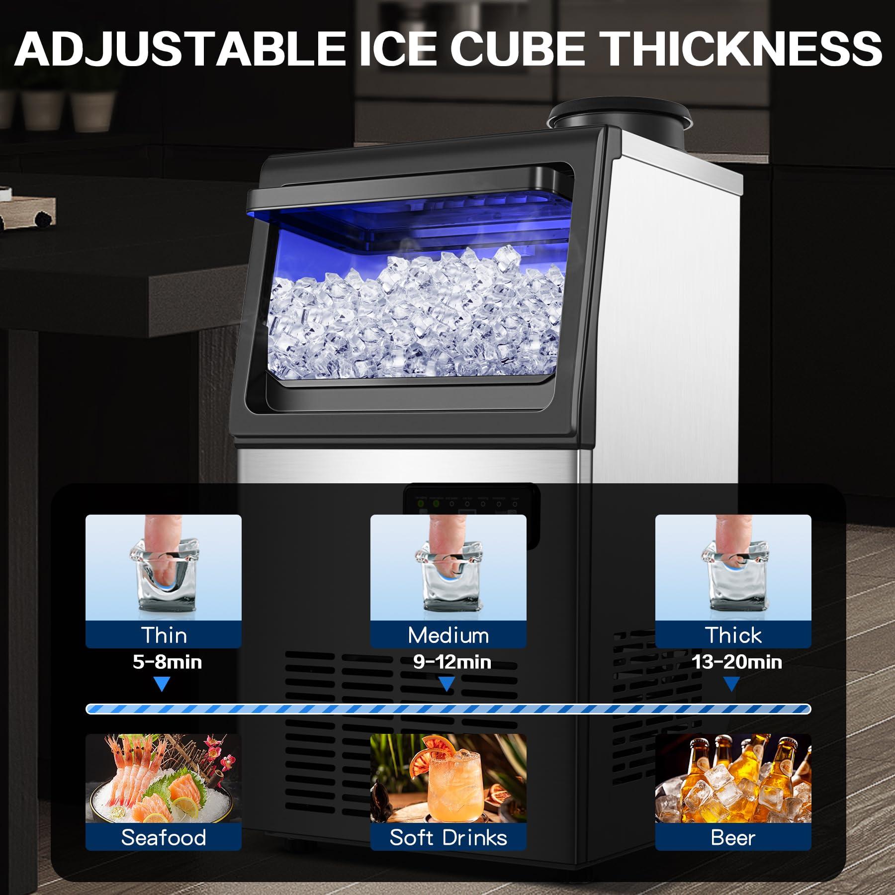 Commercial Ice Maker Machine 110LBS/24H, Undercounter or Freestanding Ice Machine with 22LBS Storage Bin, Stainless Steel Self-Cleaning for Home, Bar, Restaurant, Coffee Shop - Image 4