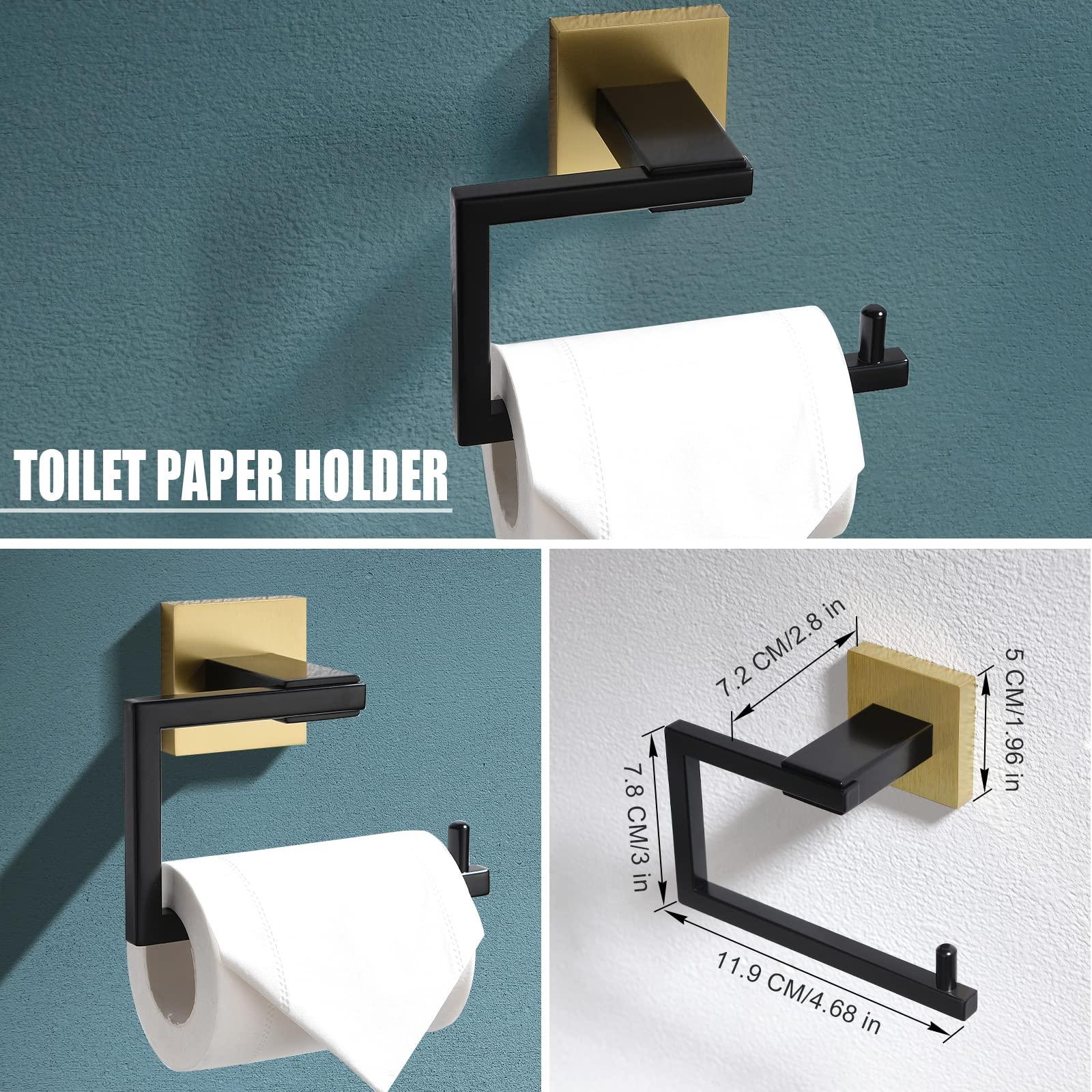 YACVCL 5 Pieces Bathroom Hardware Set, Black and Gold Towel Bar Set, 23.6 inch Towel Bar Hand Towel Holder Wall Mounted Stainless Steel - Image 3