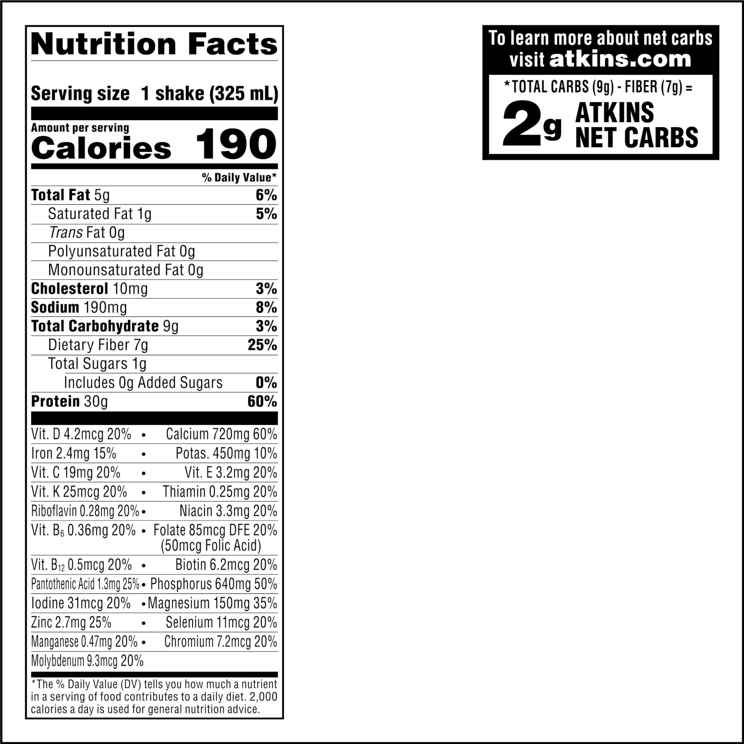 Atkins Creamy Milk Chocolate PLUS Protein Shake, 30g Protein, 7g Fiber, 2g Net Carb, 1g Sugar, Keto Friendly, Low Carb, High Protein Drink, 12 Count - Image 6