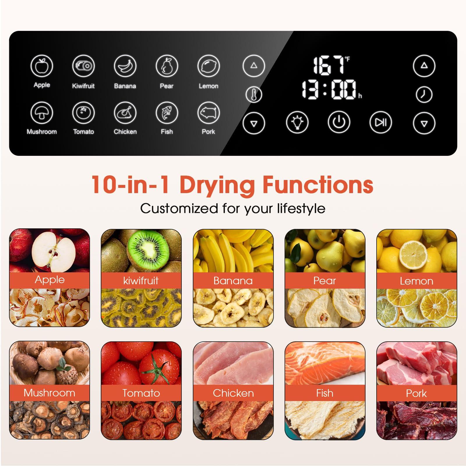 Food Dehydrator Machine, Stainless Steel Digital Food Dryer for Home,10 Presets, 48H Timer and Temperature Control, 850W Dehydrators for Food and Jerky, Dog Treats,Meats & Veggies - Image 5