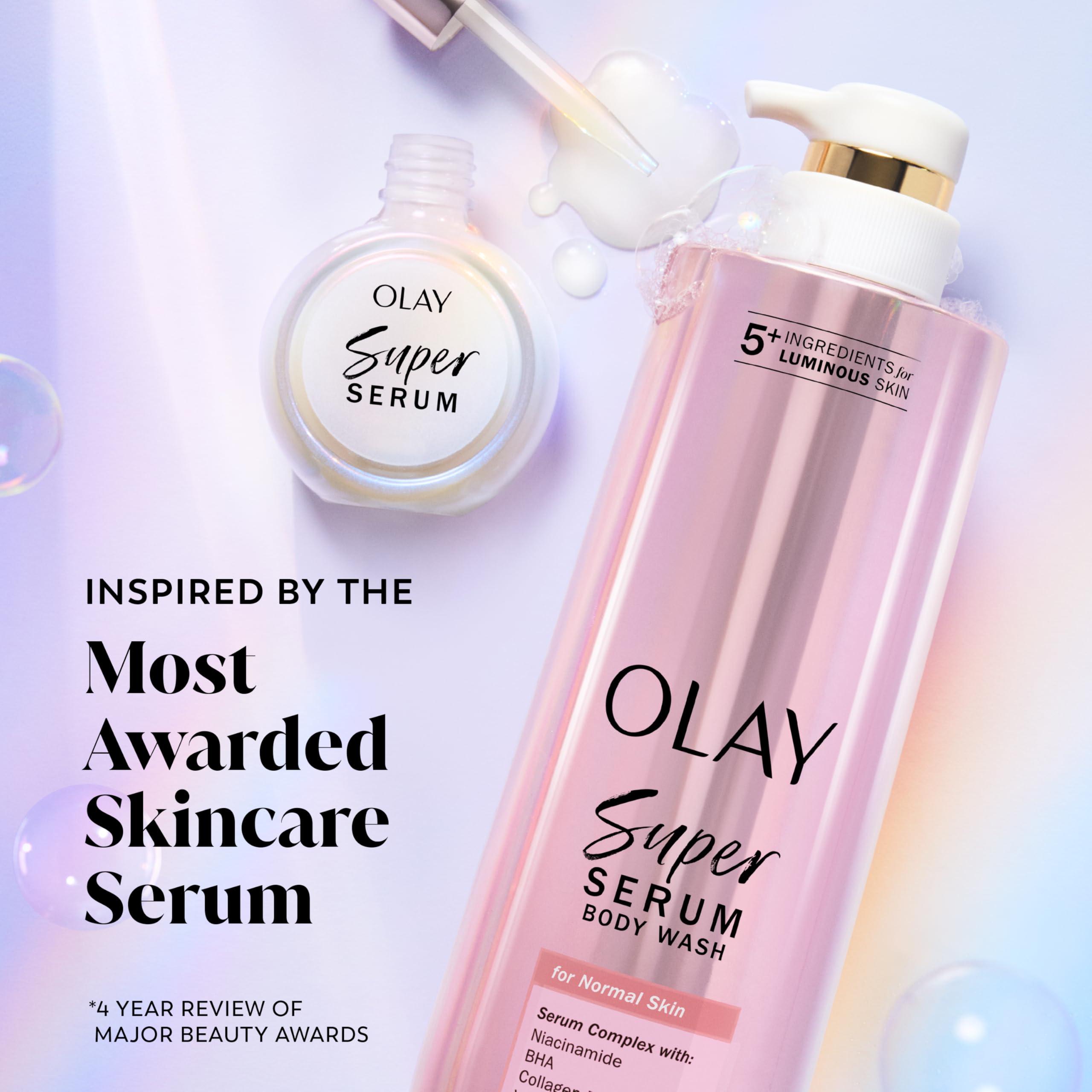 Olay Super Serum Body Wash for Normal Skin, 24hr Long Lasting Hydration, 5+ Ingredient Serum Complex for Bright Even Firm Luminous Skin, 18.5 fl oz - Image 6