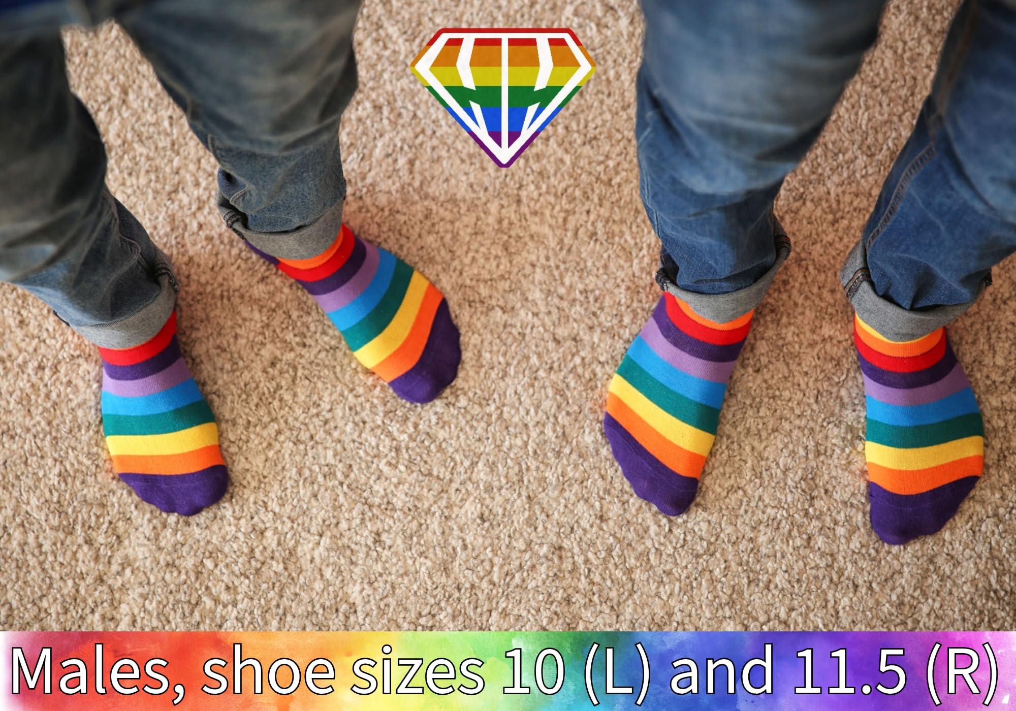 Holiday Hero Rainbow Knee High Socks, Thigh High Socks for Women and Men Perfect for Pride - Rainbow Red and Purple - Image 3