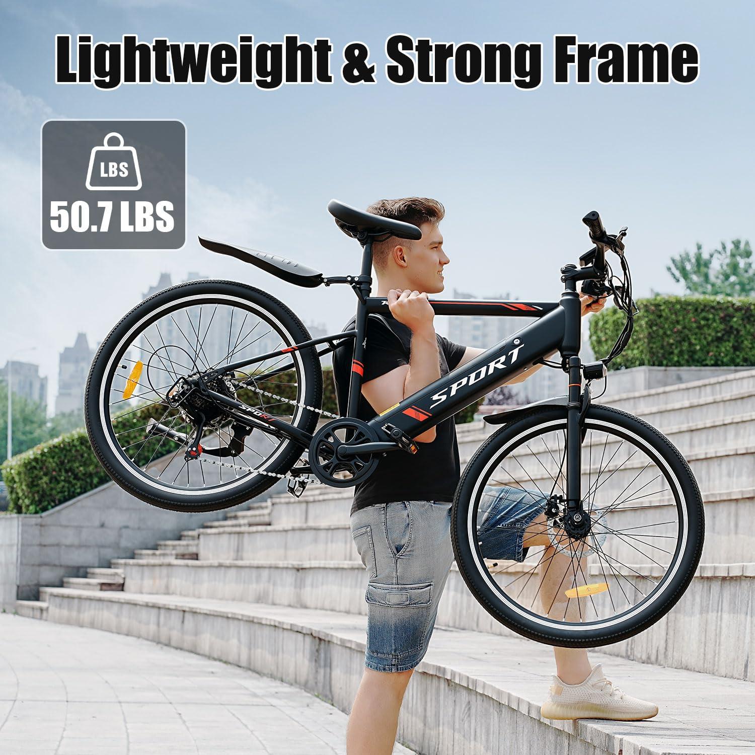AZHAR Electric Bike for Adults, 26" Electric Mountain Bike, 750W Peak Power Motor, Up to 25 MPH 45 Miles, Electric Bicycle with 48V 10AH Removable Battery, UL 2849 - Image 6