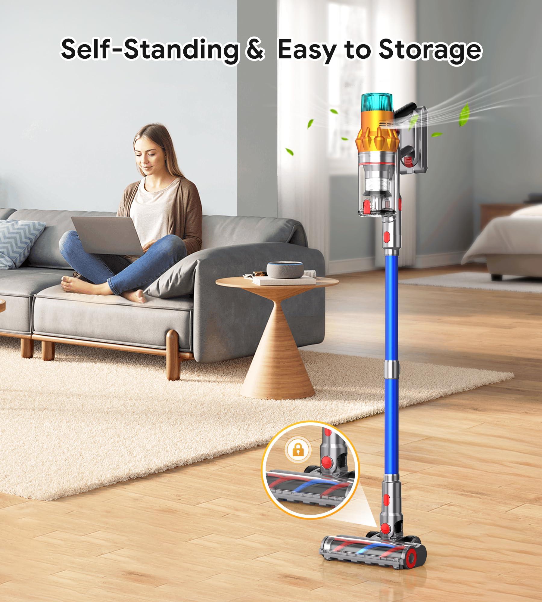 REBANIC Cordless Vacuum Cleaners for Home,8-in-1/65Min/600W/48Kpa Powerful Suction,Self-Standing Cordless Stick Vacuum Cleaner,Lightweight Anti-Tangle Rechargeable Vacuum for Floor/Carpet/Pet Hair/Car - Image 4