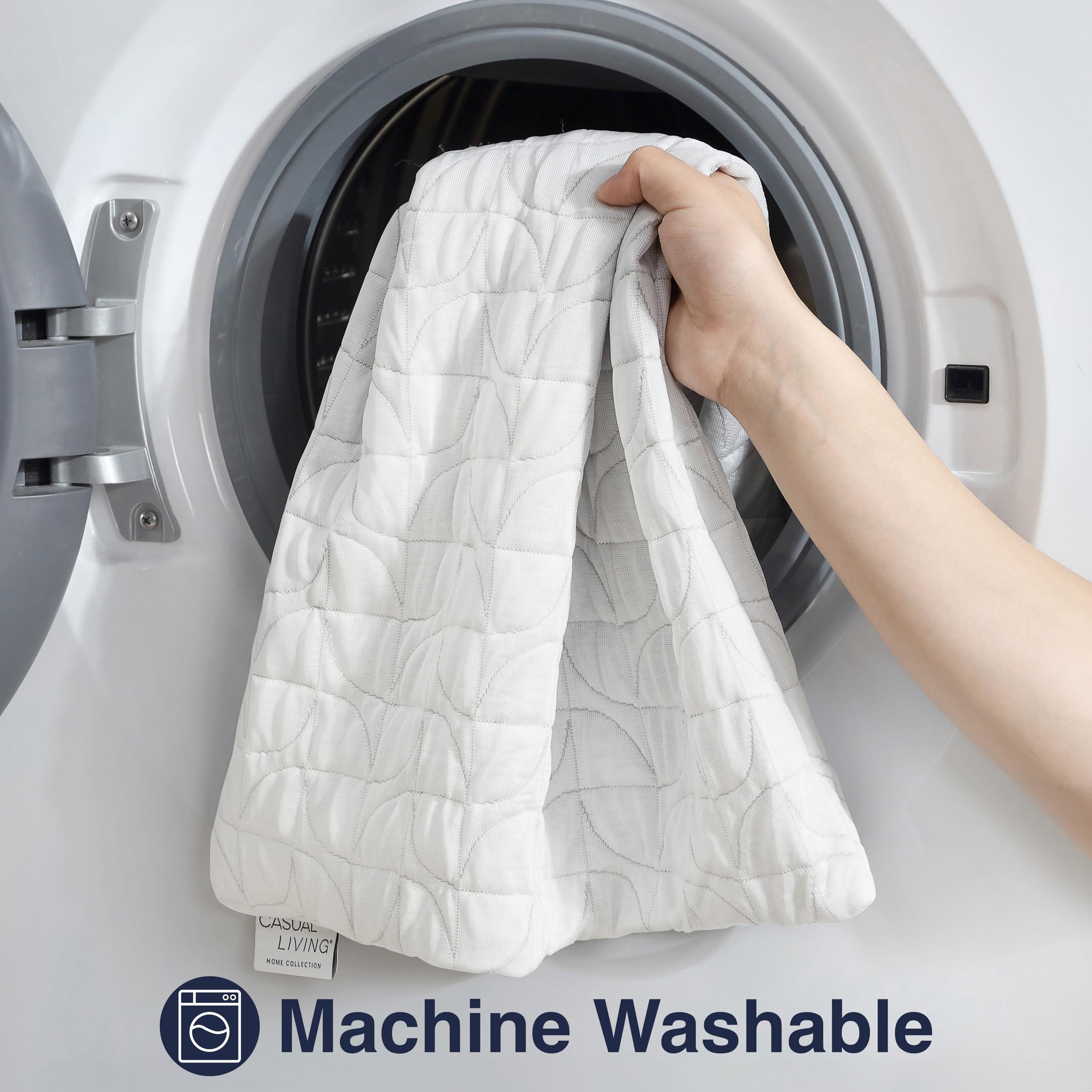 Casual Living Cooling Pillow Set of 2 Crushed Foam Pillows with Extra Fill Hypoallergenic Machine Washable Removable Cover for Side Back and Stomach Sleepers, Standard Size 19-inch x 25-inch, White - Image 7