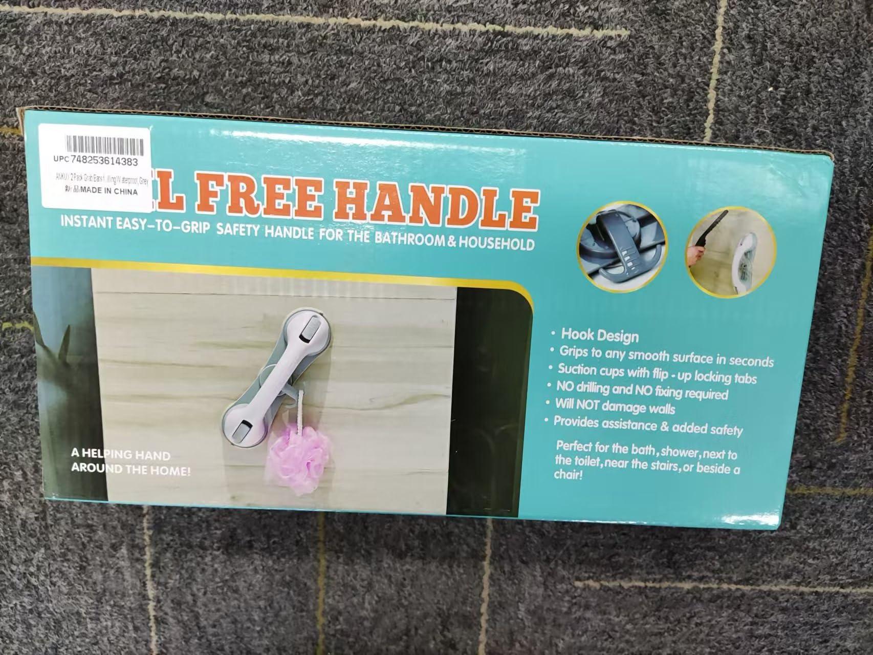 2 Pack Grab Bars for Bathtubs and Showers with 3 Suction Cups, Heavy Duty Handle Removable Handrails for Seniors and Elderly, Bathroom Safety Grip No Drilling Waterproof, Grey (Gray) - Image 9
