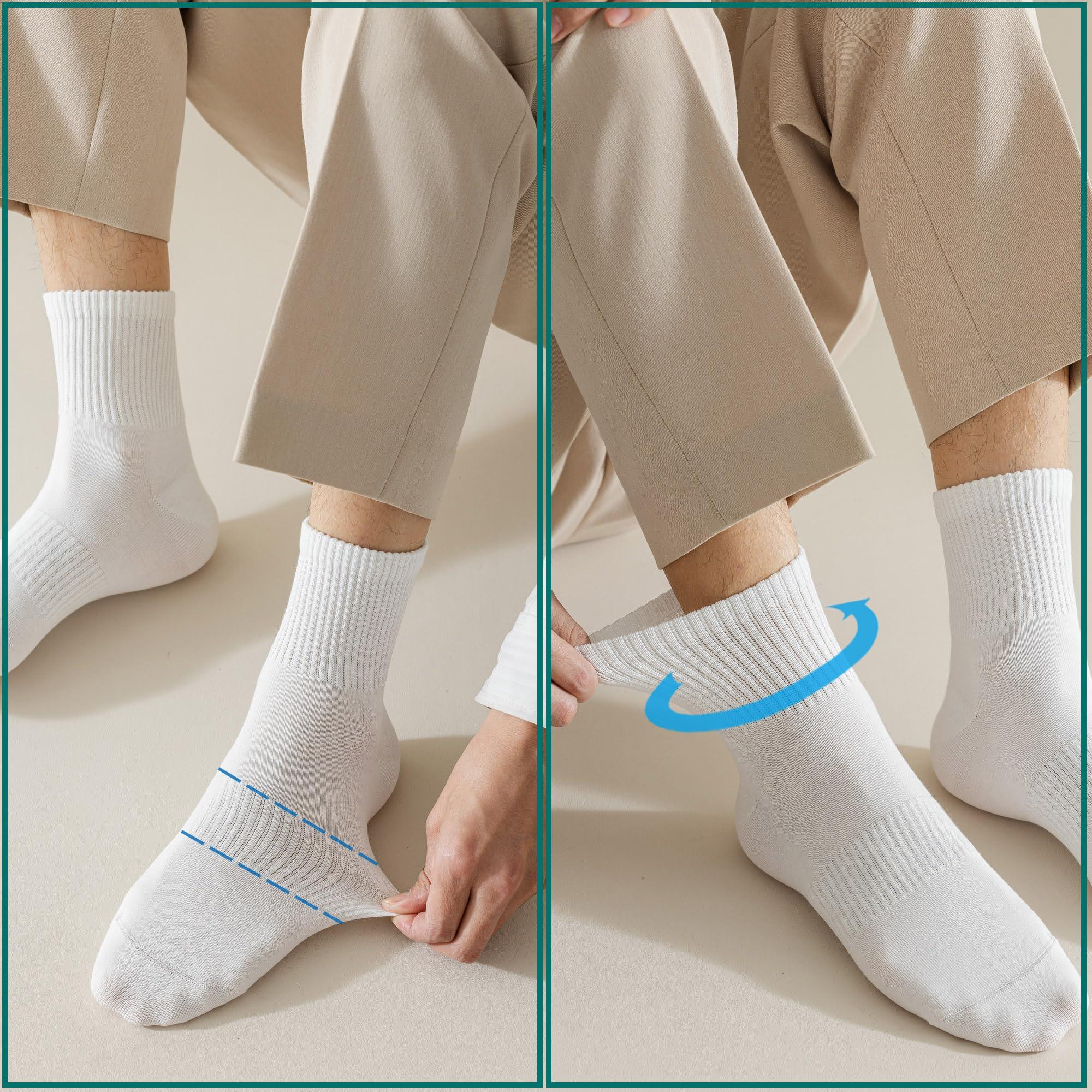MAGIARTE Mens Athletic Cotton Quarter Crew Socks Moisture Wicking Odor Control Arch Support Compression Running Socks for men - Image 3