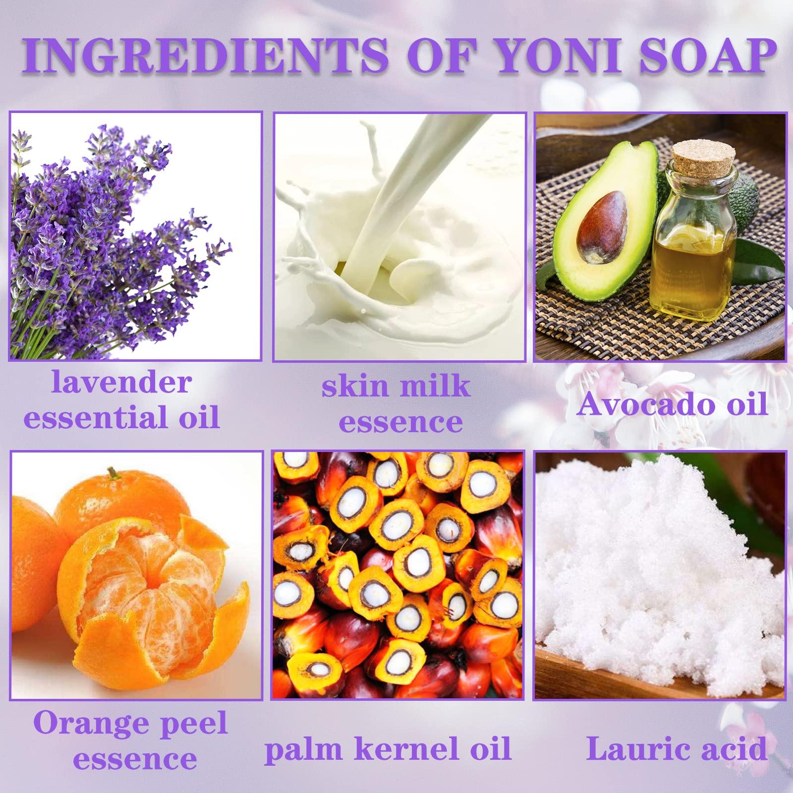 2 PCS Yoni Soap Bars for Women, 100% Handmade Natural PH Balanced & V Cleansing Bar Soap for Women, Natural Soap Bar with Bubble Foam Net, Bath Wash Odor Remover 3.53oz/100g (purple) - Image 3