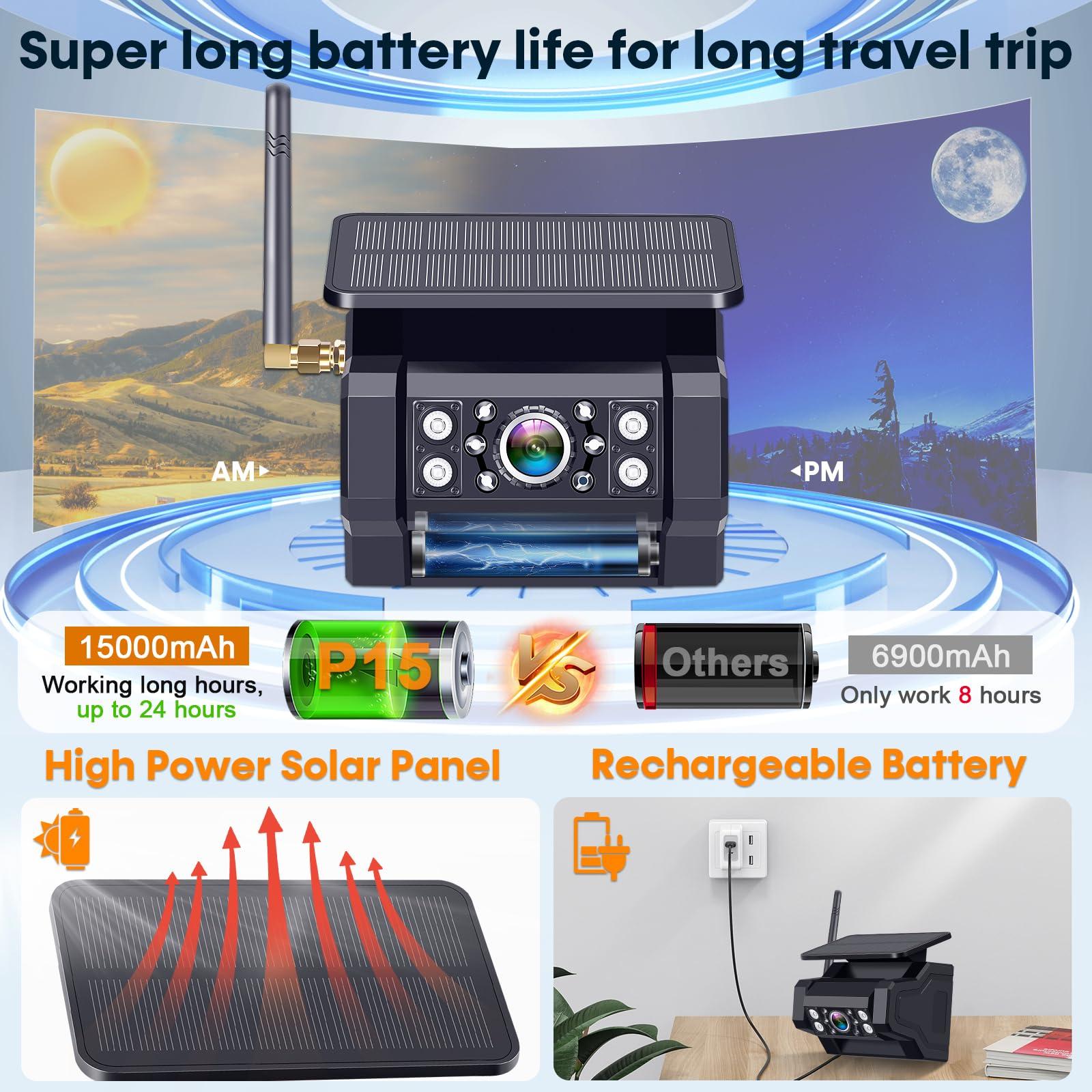 Magnetic Solar Wireless Backup Camera: 7" Portable 1 Min Easy Install Scratch-Proof No Delay Backup Camera for Truck Rechargeable HD 1080P for Trailer Small RV Camper Pemacom P15 - Image 3