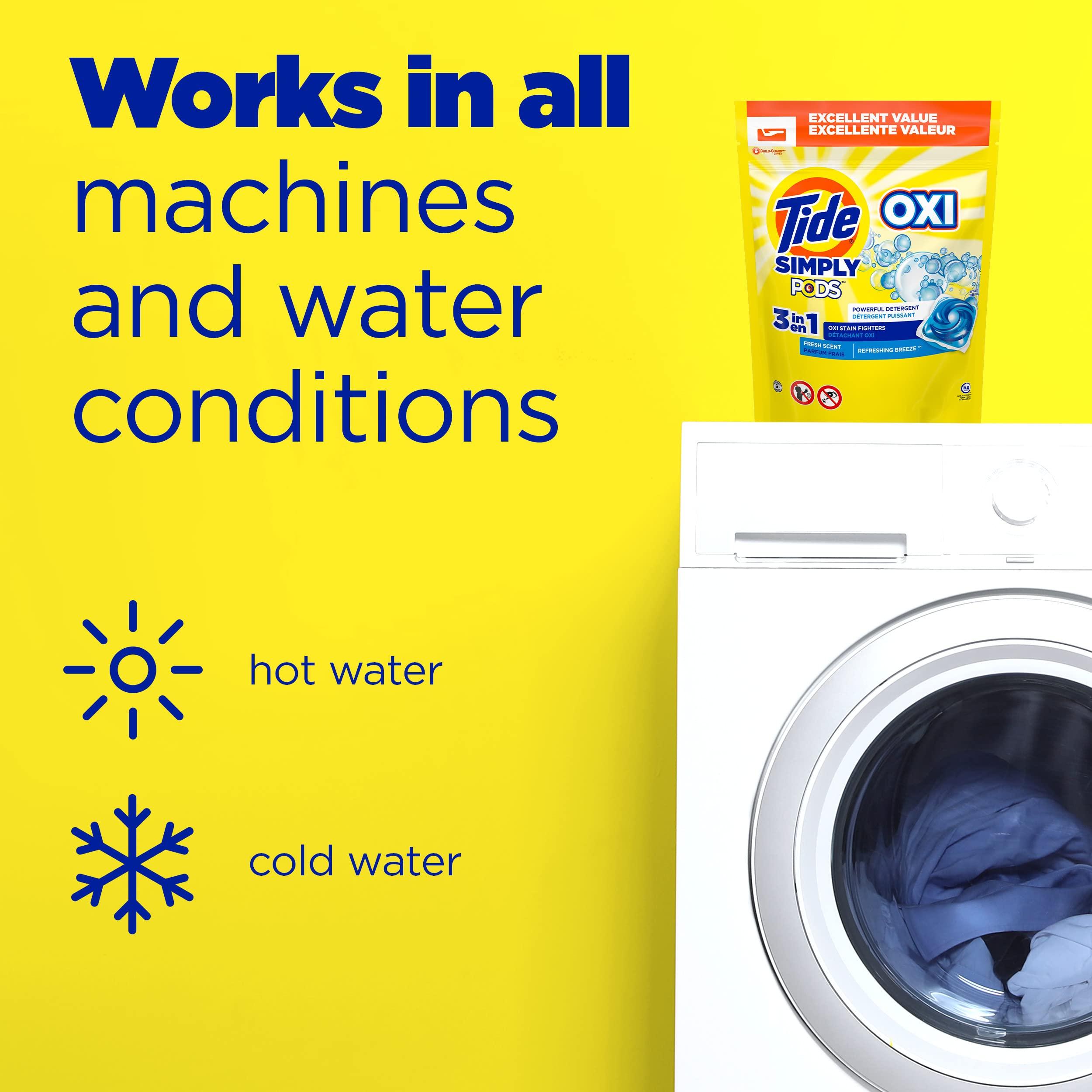 Tide Simply Pods + Oxi Laundry Detergent Soap Pods, Refreshing Breeze, 55 Count, 30 ounces - Image 6