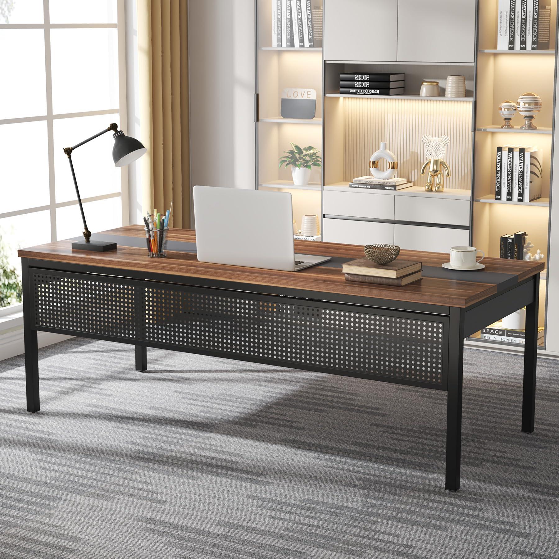 Tribesigns 70.8" Large Executive Office Desk and 47" Lateral File Cabinet Combo, L-Shaped Computer Desk 2 Piece Business Furniture with Drawers and Shelves, Home Office Workstation, Walnut - Image 8
