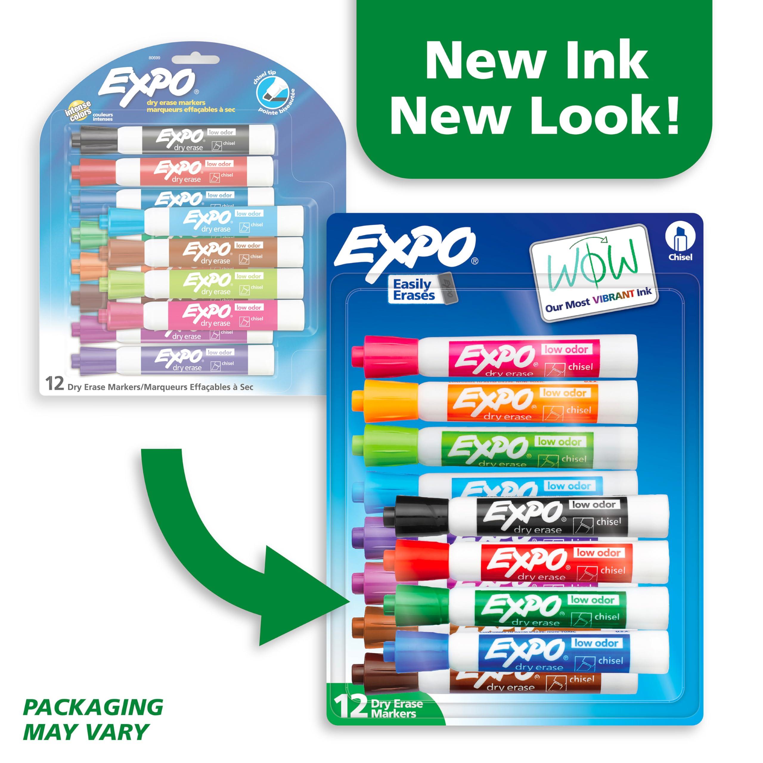 EXPO Low Odor Dry Erase Markers Chisel Tip Assorted Colors 12 Count - Image 2