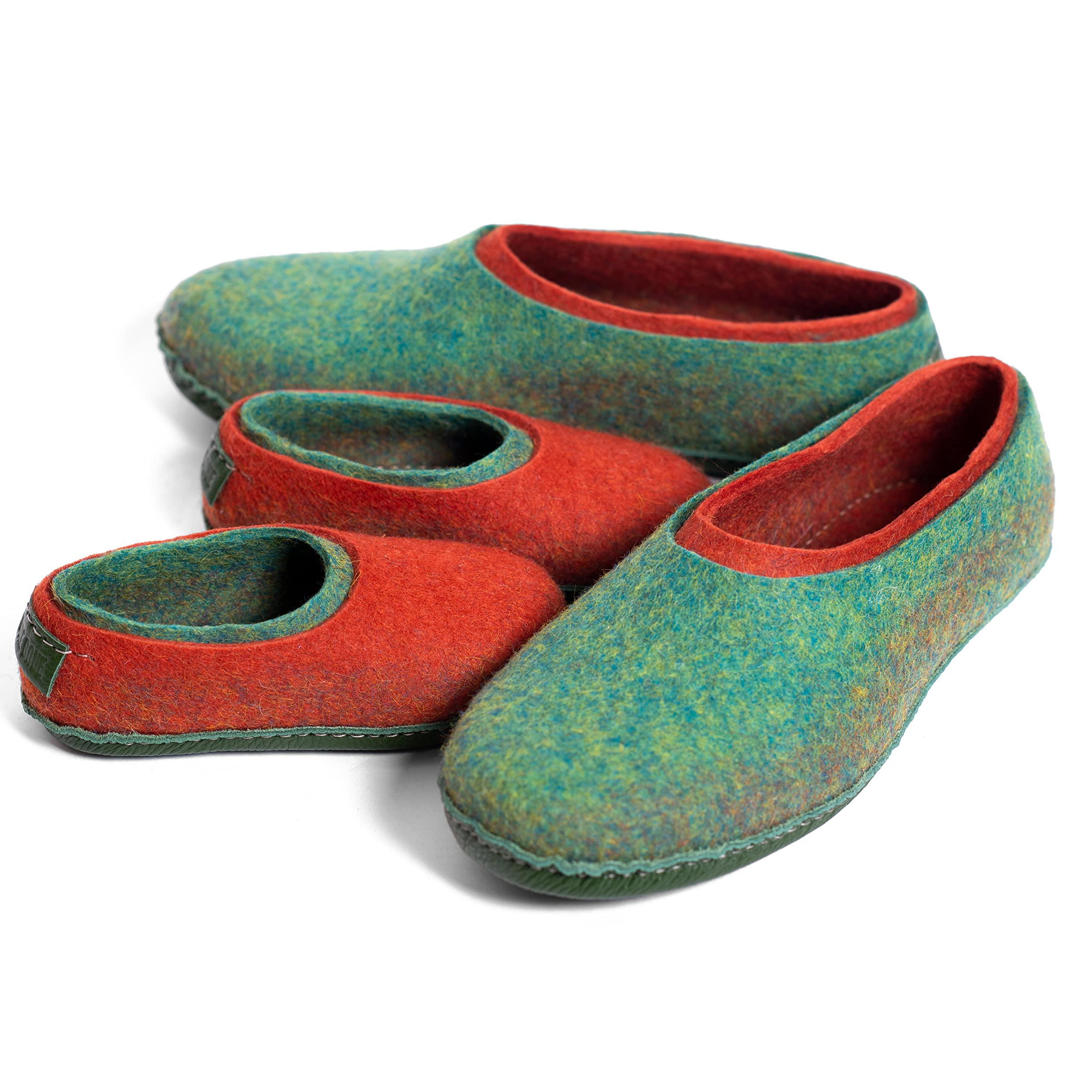Gray Felted Wool Slippers For Men with Green Inner Layer Made by Hand - Image 6