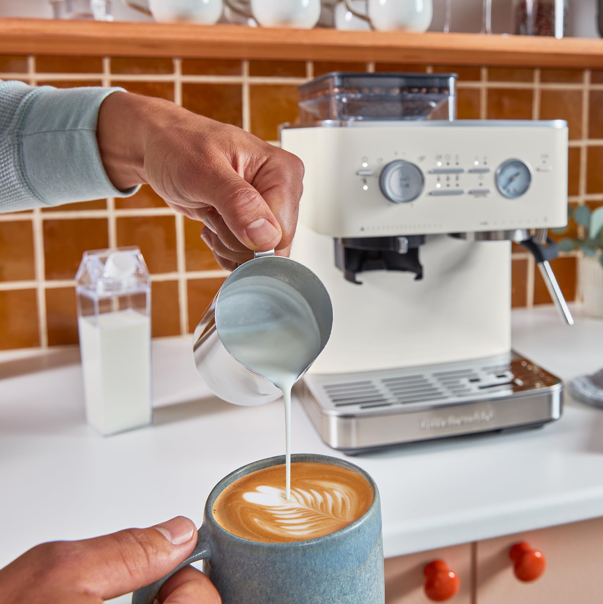 KitchenAid Semi Automatic Espresso Machine with Burr Grinder, KES6551, Porcelain White - Image 9