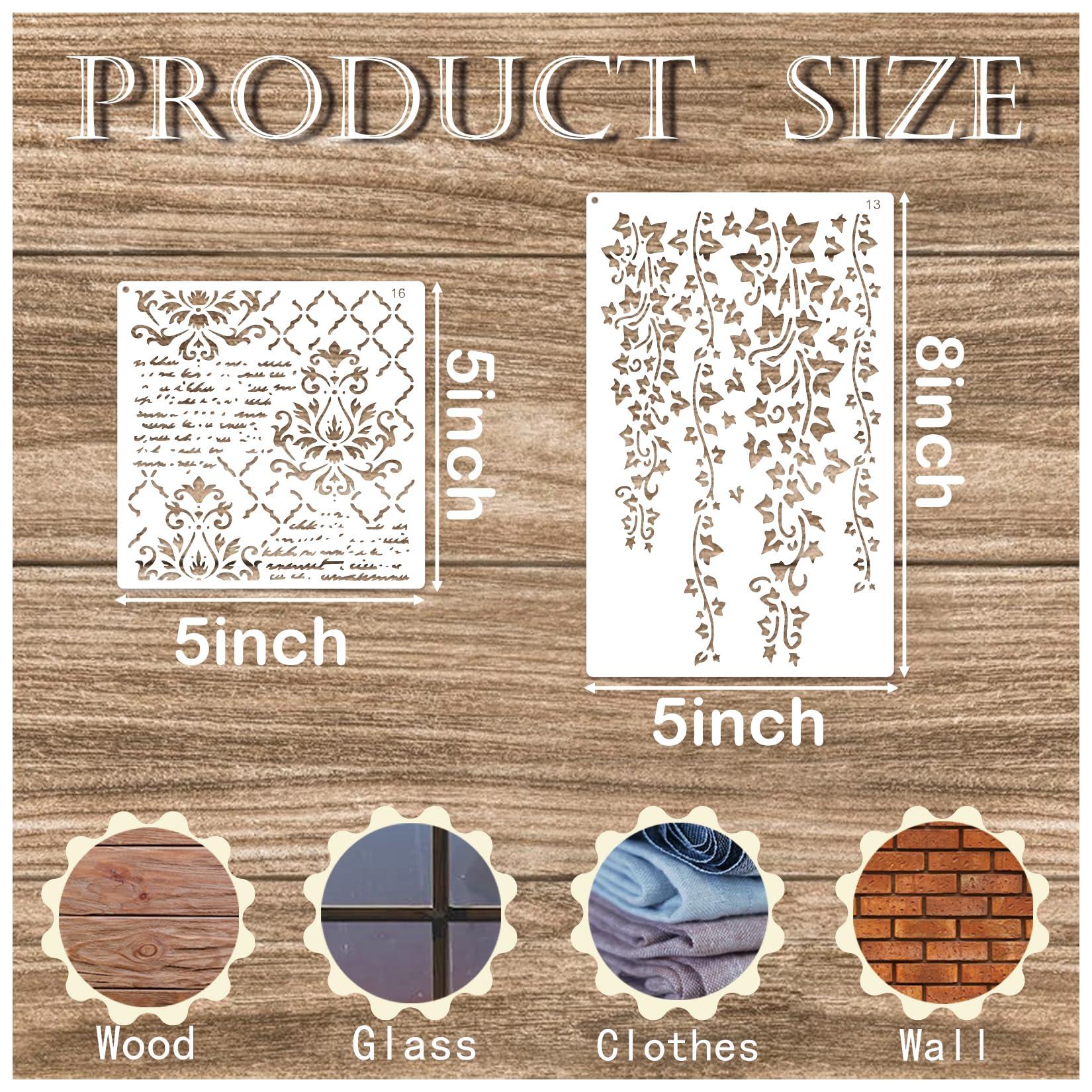 Cubist Mixed Media Layering Stencils for Painting on Wood, Texture Demask Leaf Tree Brick Striped Background Pattern Stencils for Crafts Wall Shoe Cards Canvas Furniture (Texture) - Image 7