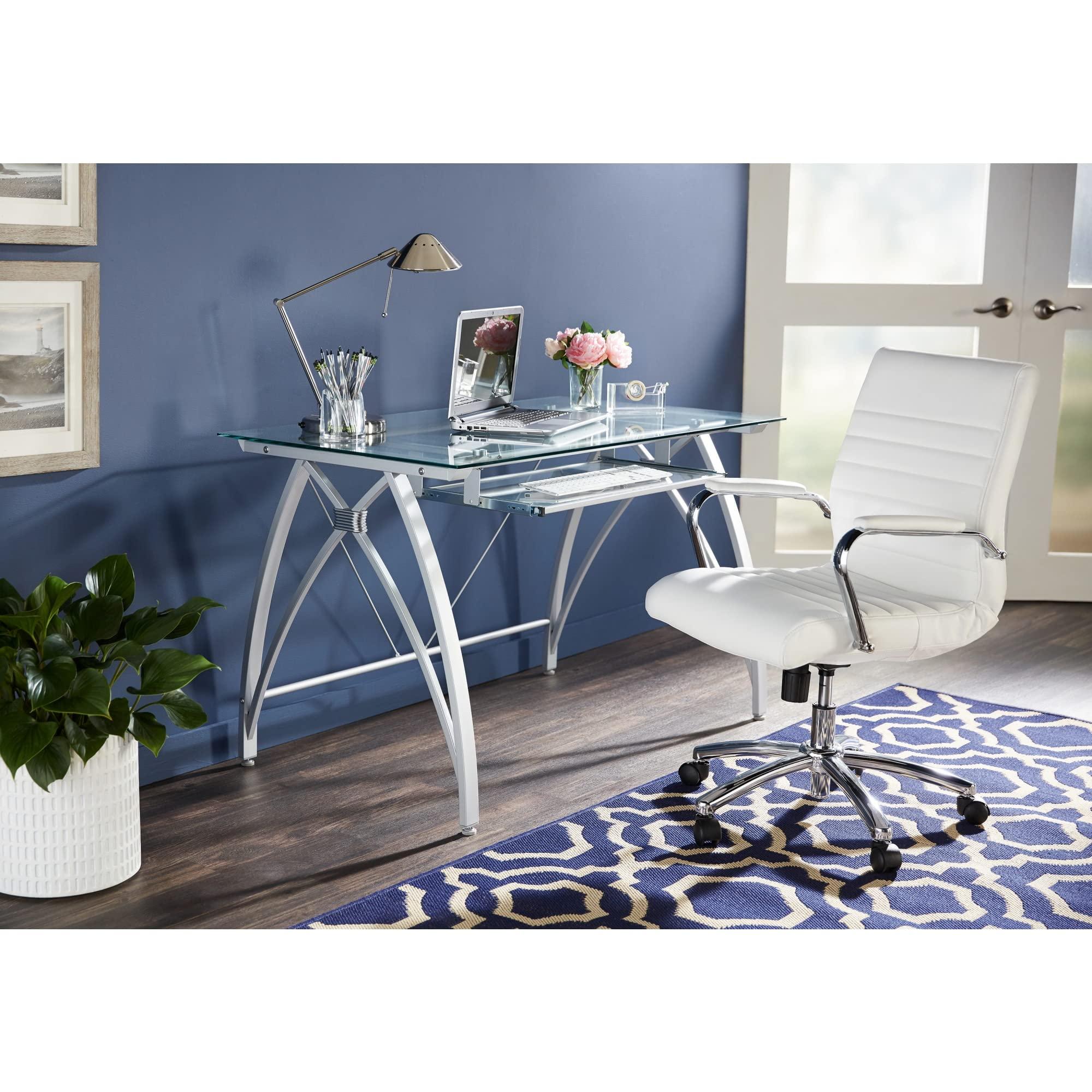Realspace® Vista 48"W Glass Computer Desk, Silver - Image 5