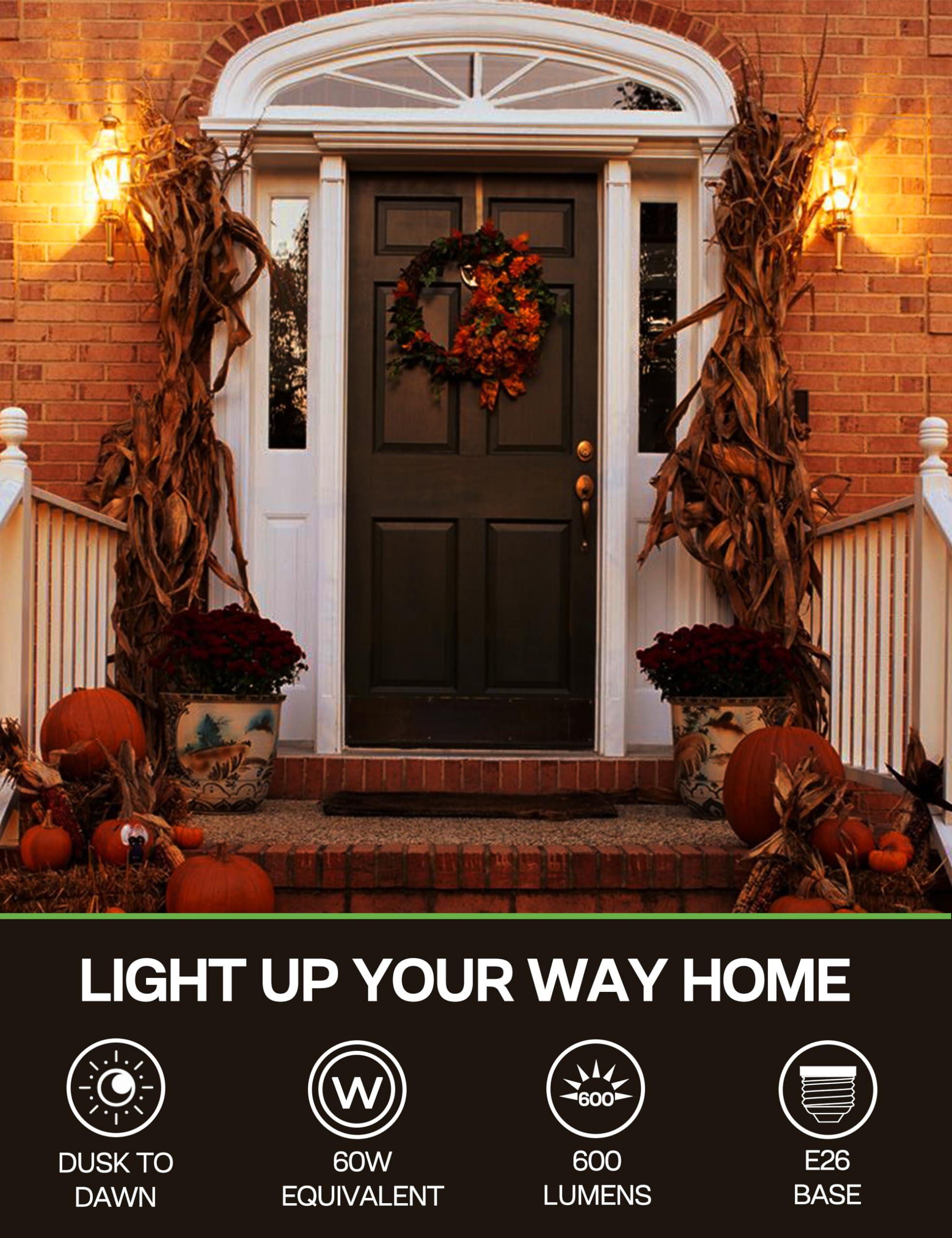 Eastiya Dusk to Dawn Light Bulbs, 6W Equivalent 60W, Soft White 2700K, E26 Base, Light Sensing, ST58 Vintage Style, 600LM, Outdoor Edison Bulbs, Automatic Light Bulbs for Porch Patio Garage, 4 Pack - Image 3