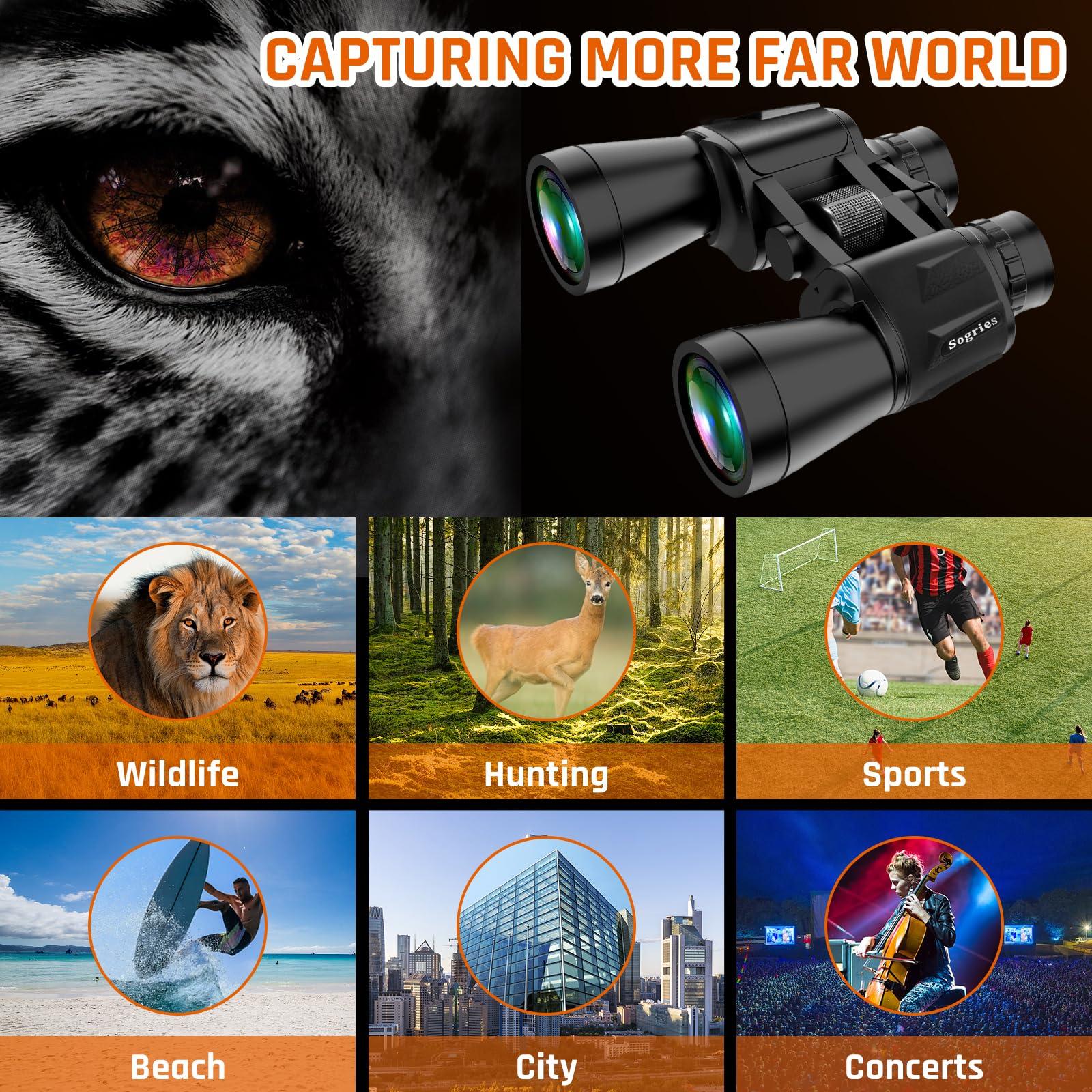 20x50 High Power Binoculars for Adults with Low Light Night Vision,Military Compact HD Professional/Daily Waterproof Binoculars for Bird Watching Hunting/Traveling/Outdoor… - Image 7