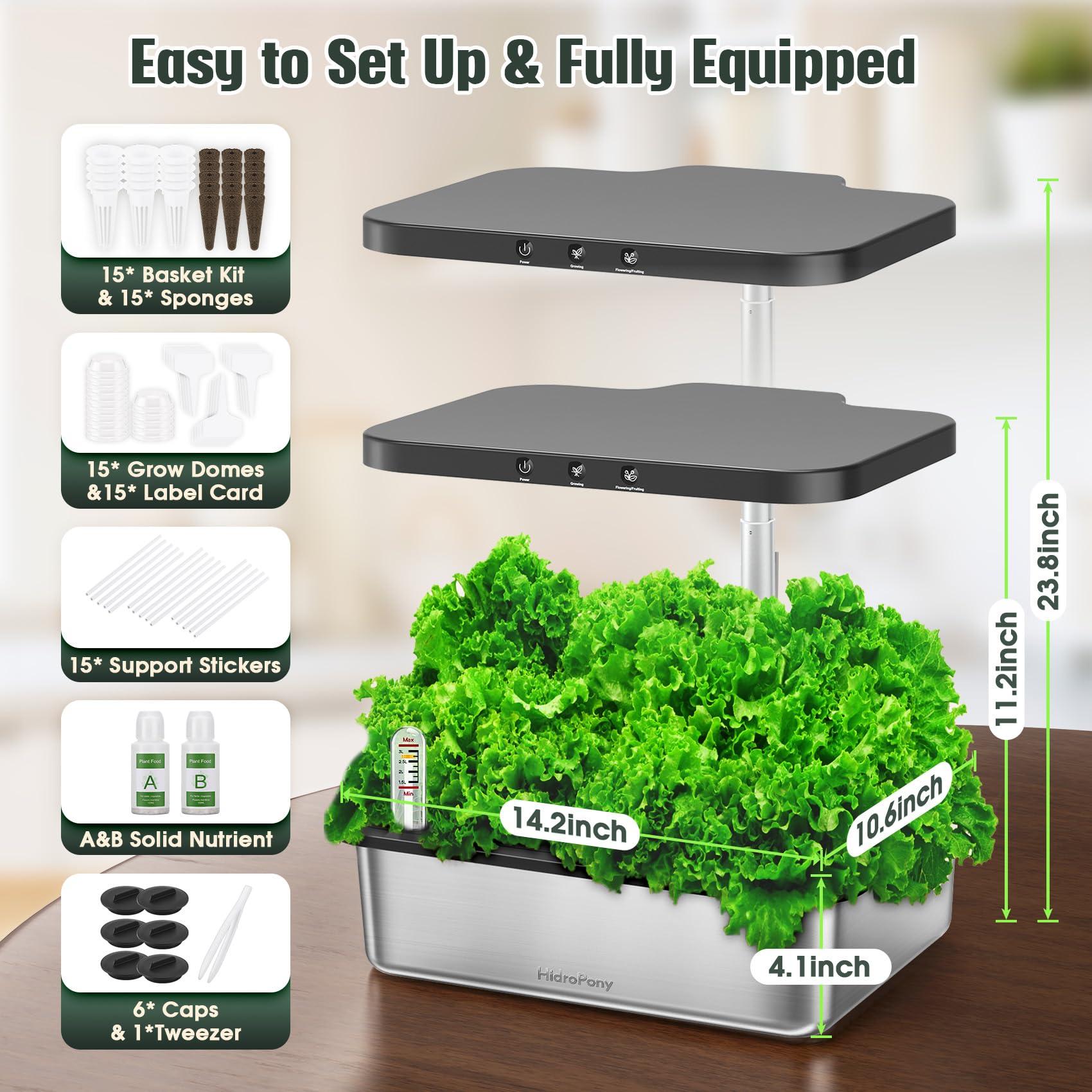 Hydroponics Growing System Indoor Garden - Herb Garden with Grow Light, 15 Pods Stainless Steel Indoor Garden Kit, Auto Timer, Gardening Gift for All Ages - Image 2