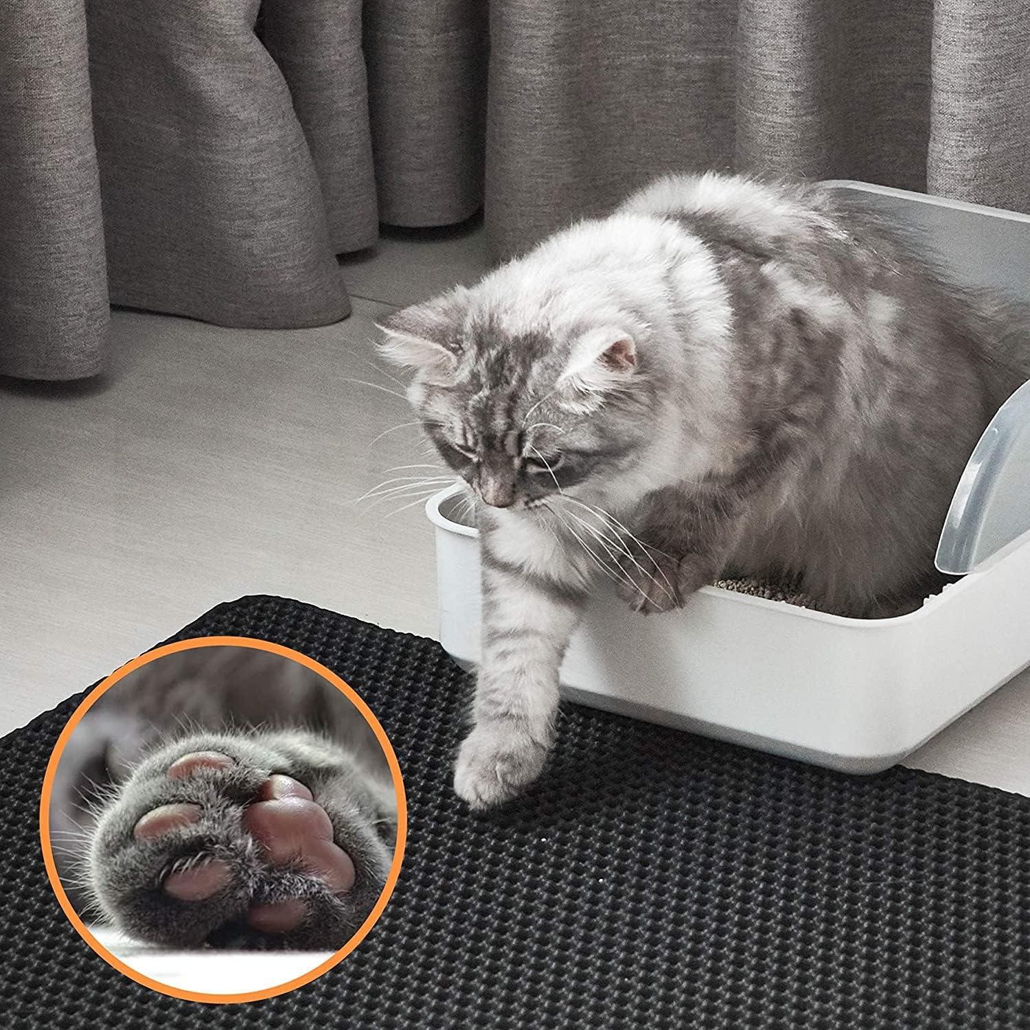 Cat Litter Mat 23"X17" Litter Box Mat, EVA Honeycomb Double Layer Design, Urine & Waterproof, Scatter Control Kitty Litter Mat, Less Waste, Easier To Clean,Washable, Black - Image 6