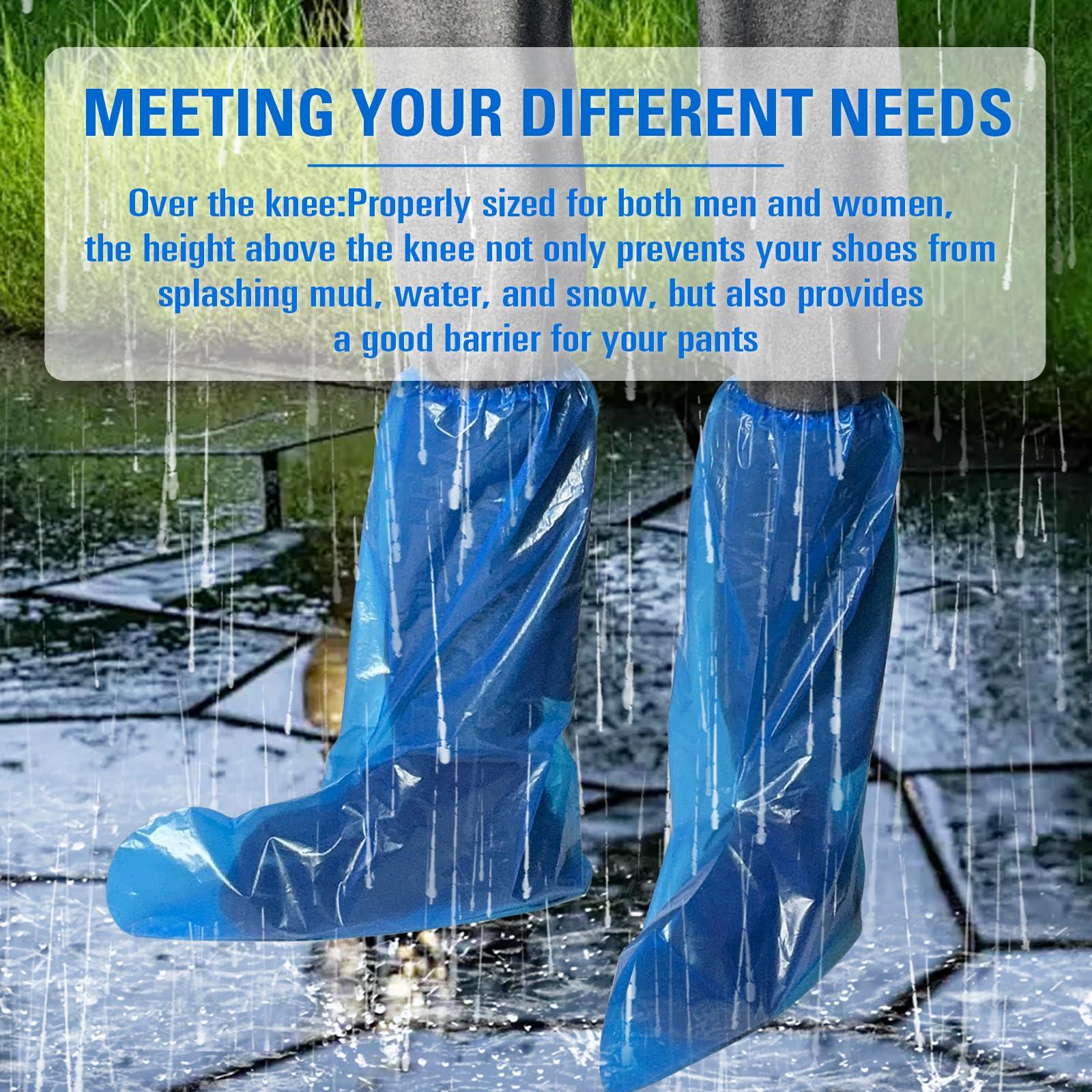 Disposable Thicker Boot and Shoe Covers 100 Pcs (50 Pairs), 19 inch Tall, Extra Large, Waterproof Anti-Slip Overshoe, Outdoor Indoors Cover Rainy Day Use (Blue) - Image 4