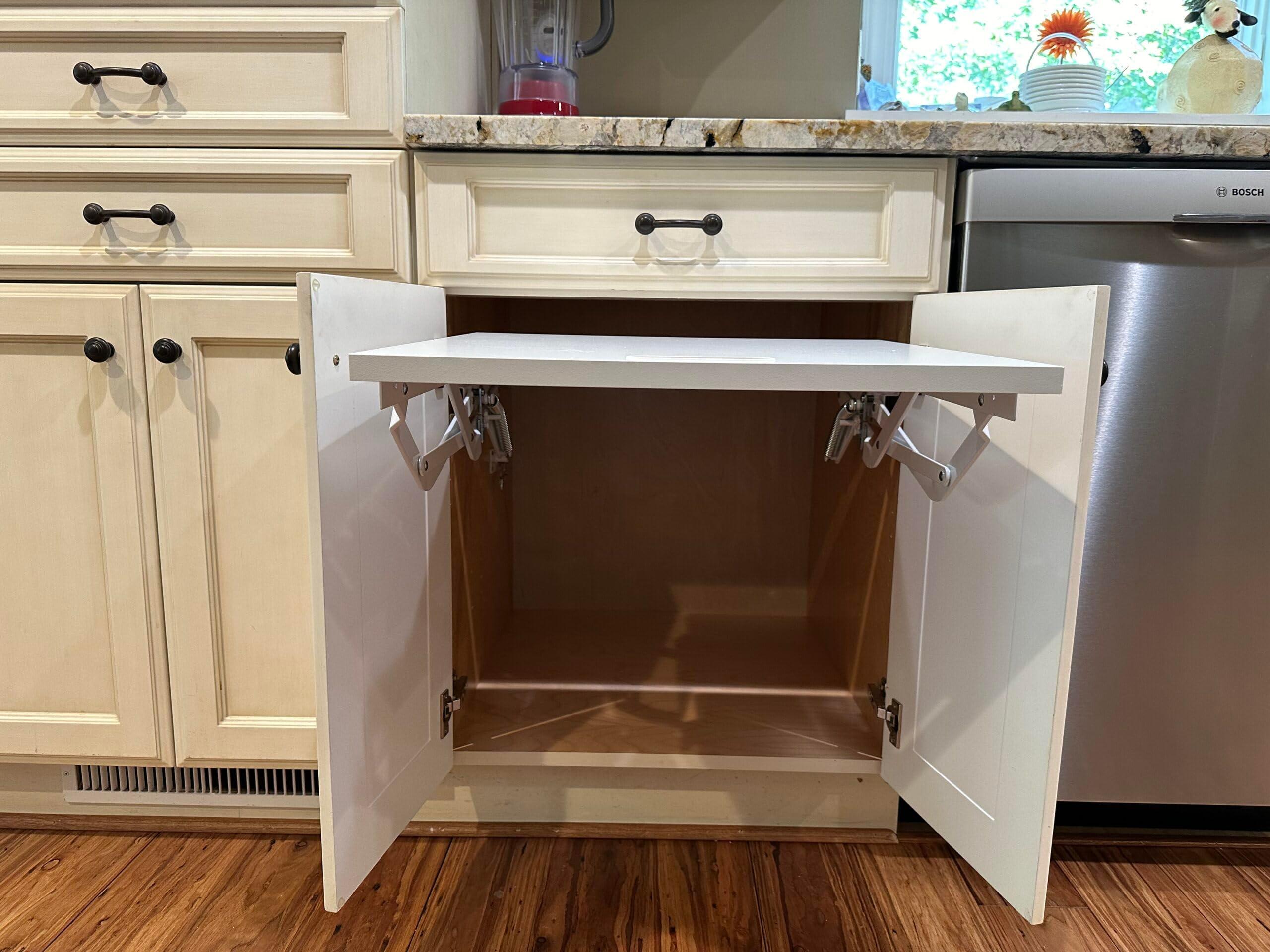 Wood Technology Kitchen Appliance Lift, White, with Self-Locking Spring Mechanism for Heavy Appliance Storage and Space Savings (24" Shelf) - Image 4