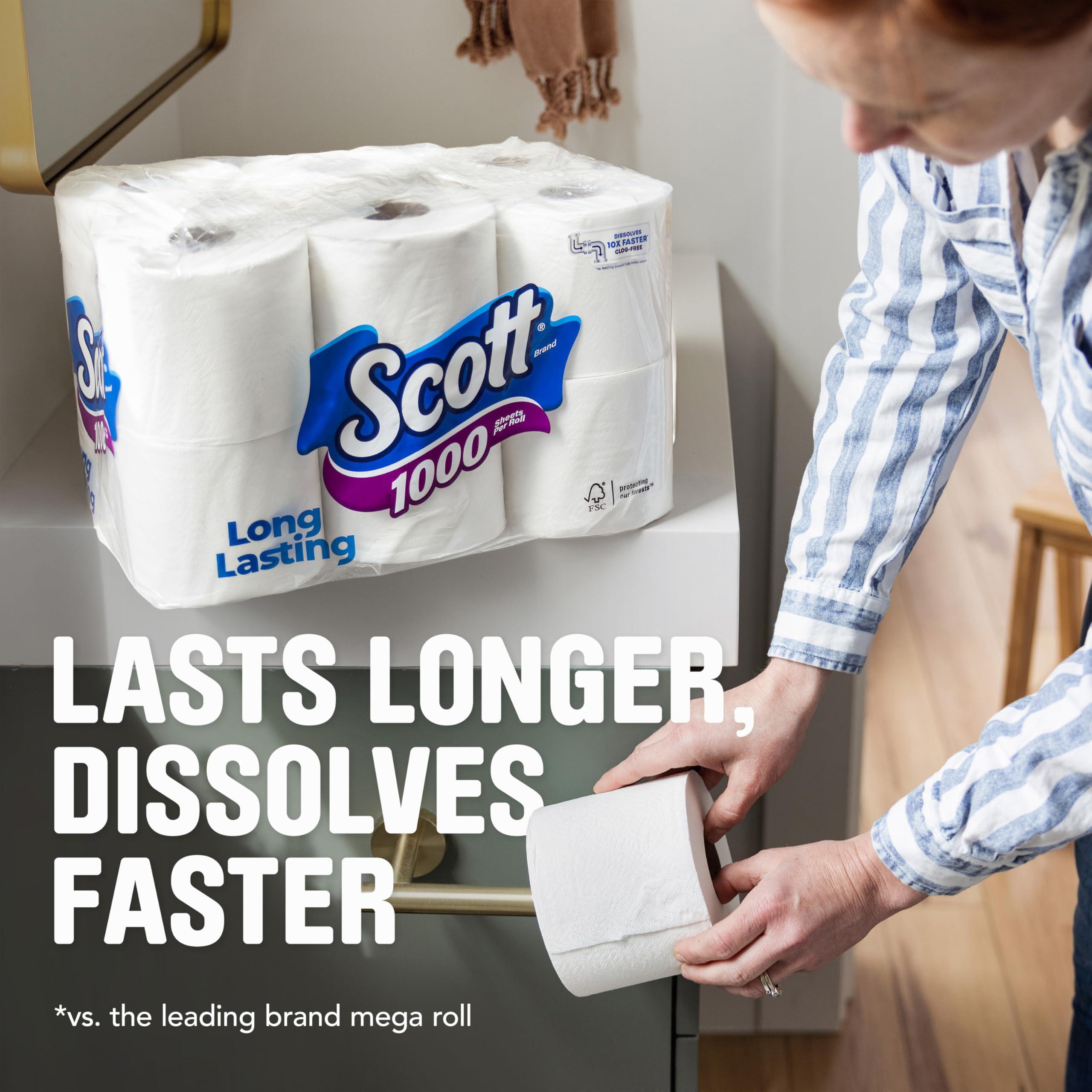Scott 1000 Toilet Paper, 32 Rolls, Septic-Safe, 1-Ply Toilet Tissue - Image 3