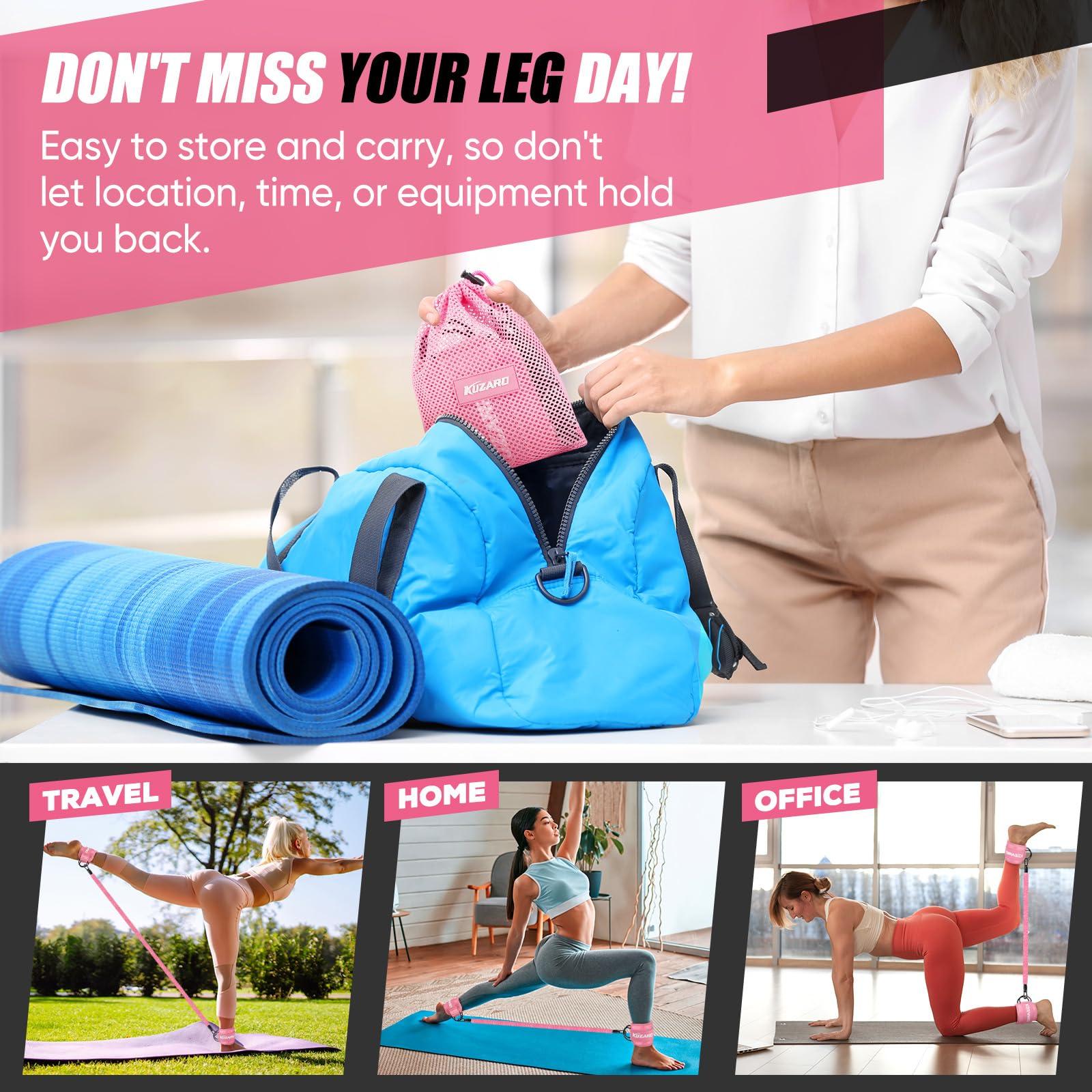 Ankle Resistance Bands with Cuffs, Ankle Weights Bands for Working Out, Women Leg and Glutes Workout Equipment, Exercise Bands for Kickbacks, Butt and Booty Trainer, Home Gym Fitness Equipment - Image 8