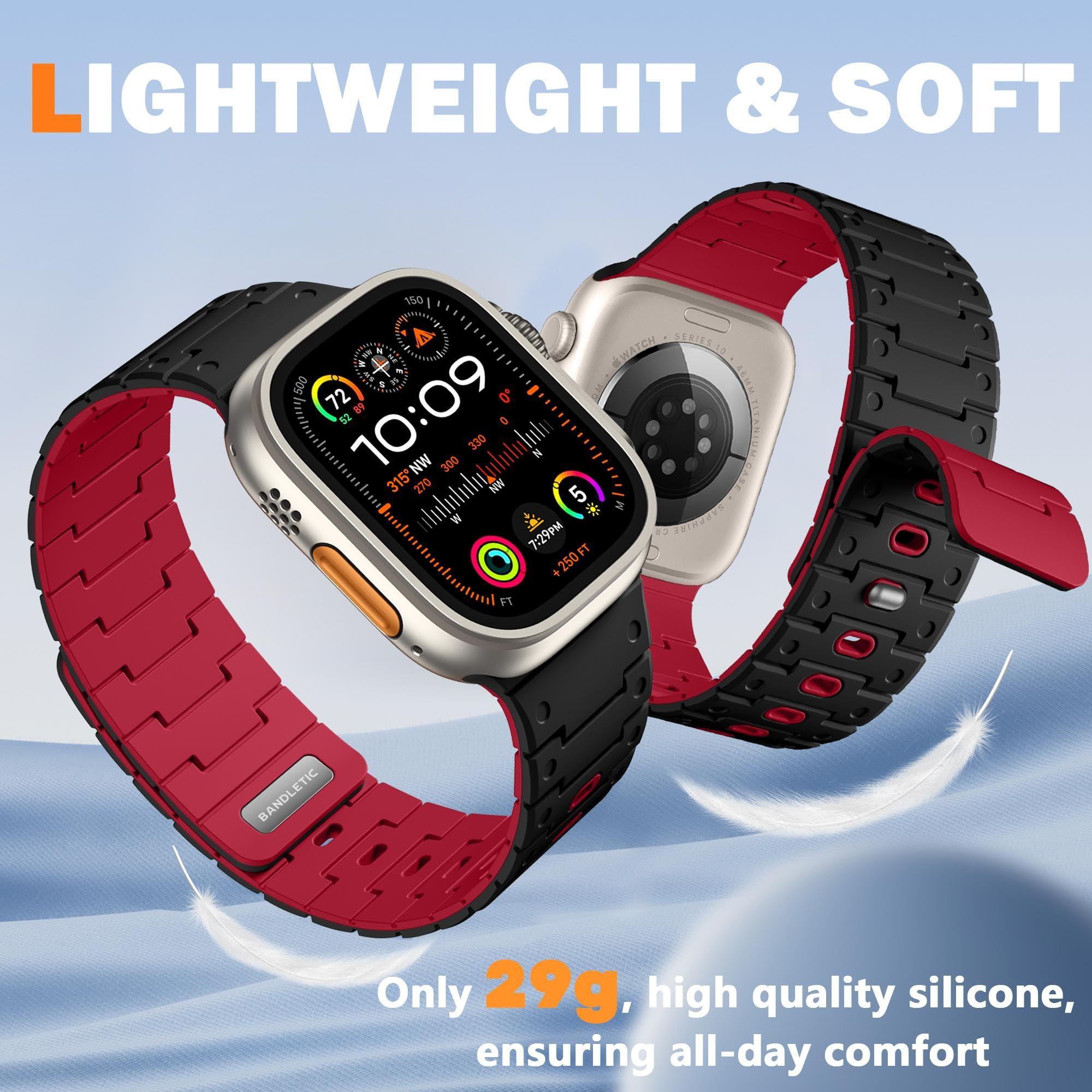 Magnetic Watch Band Compatible with Apple Watch 49mm 46mm 45mm 44mm 42mm Bands for Men Women + R-Nylon Handmade Survival Paracord Band - Image 4