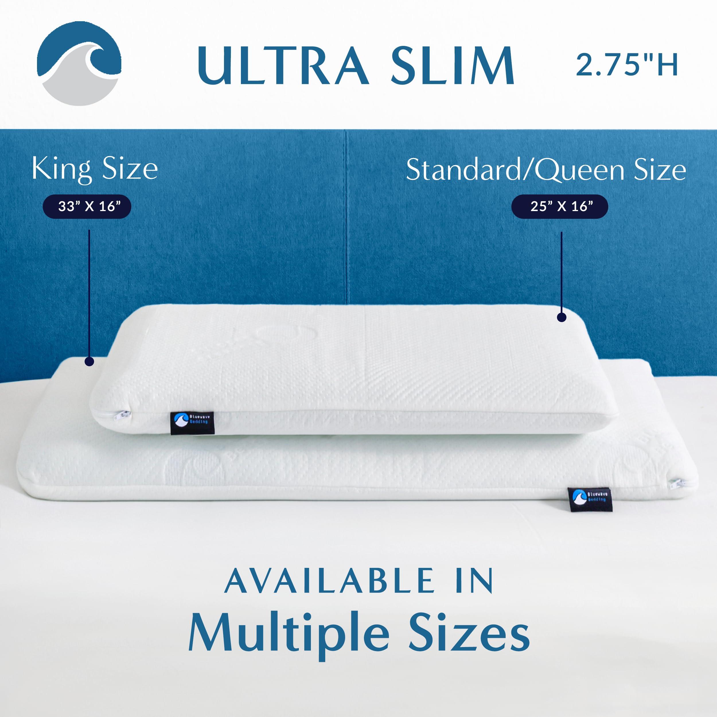 Bluewave Bedding Ultra Slim Gel Memory Foam Pillow for Stomach and Back Sleepers - Thin, Flat Design for Cervical Neck Alignment and Deeper Sleep (2.75-Inches Height, Standard Size) - Image 5
