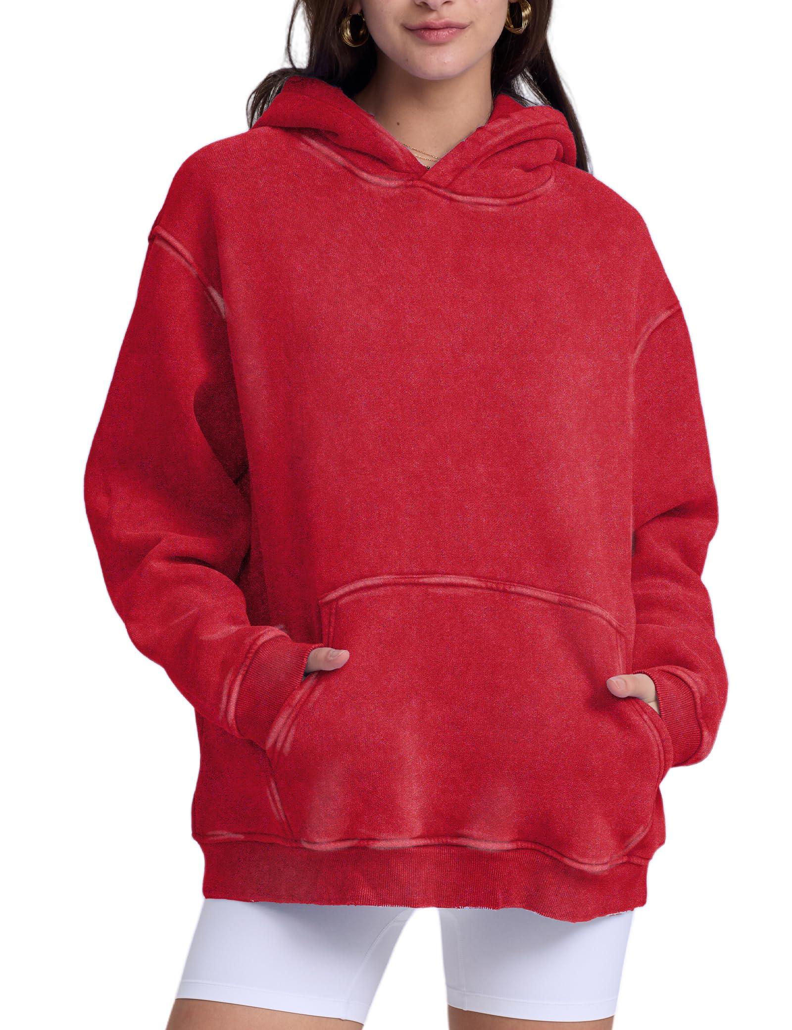 FAIABLE Womens Oversized Vintage Acid Wash Cotton Fleece Hoodie for Women - Image 2