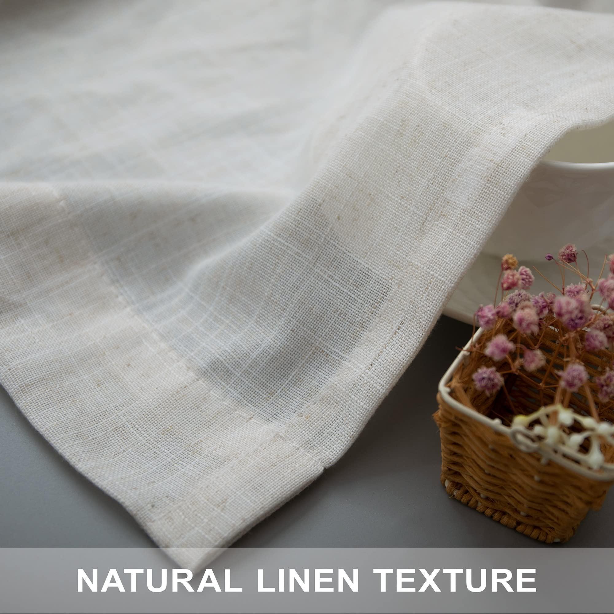 Natural Linen Back Tab Curtains 84 Inch Length for Living Room 2 Panel Pocket Drape Light Filtering Semi Sheer Neutral Country Rustic Farmhouse Boho Curtain Bedroom Muslin Look Ivory Cream Colored - Image 7