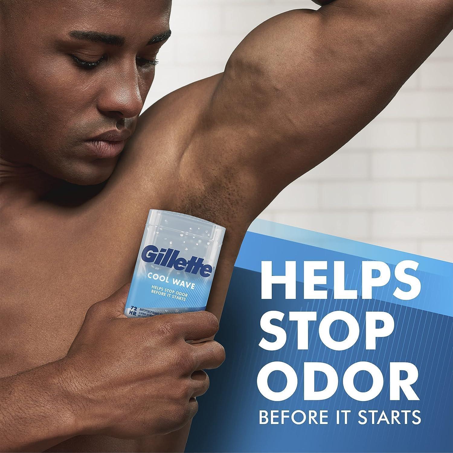 Gillette Antiperspirant and Deodorant for Men, 72hr Sweat & Odor Protection, Long Lasting Freshness, Anti-White Mark Technology, Clear Gel, Cool Wave Scent, 3.8 oz (Pack of 4) - Image 2