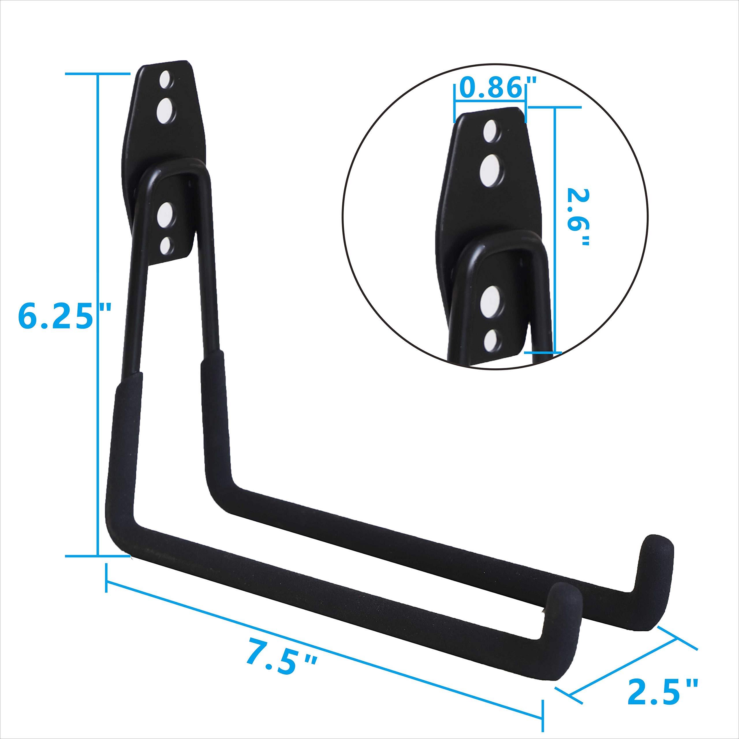 Garage Hooks, 4 Pack Wall Mount Storage Hanger with 2 Extension Cord Holder Organizer, Heavy-Duty 7.5 inch Long Hooks for Ladder, Ski, Sports, Utility, Garden Tool, Hose Storage Rack Organizer - Image 2