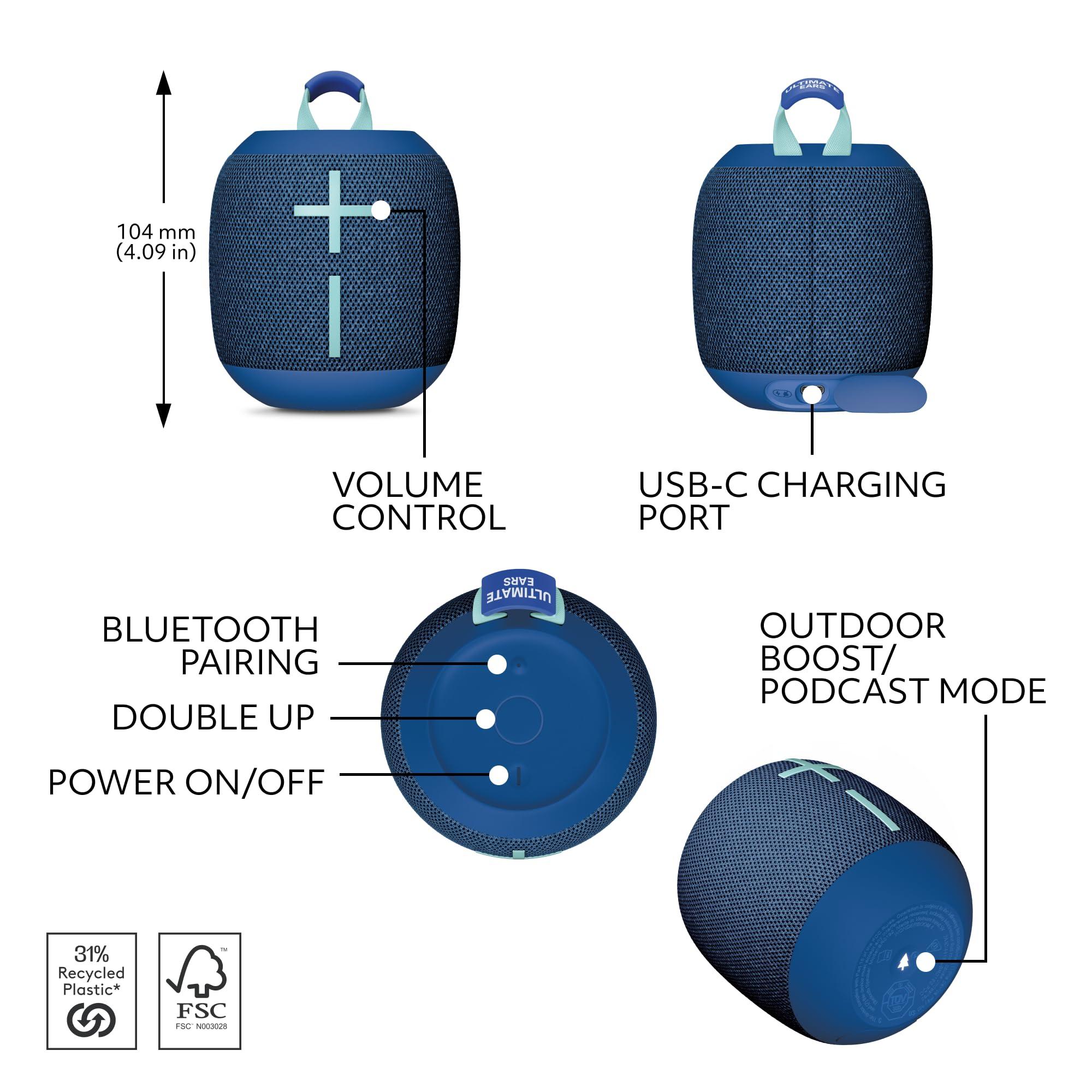 Ultimate Ears WONDERBOOM 4 Outdoor Speakers Bluetooth Waterproof with Big Bass & 360-Degree Sound, Dustproof Floating Wireless Speaker, 131ft Range - Blue - Image 4