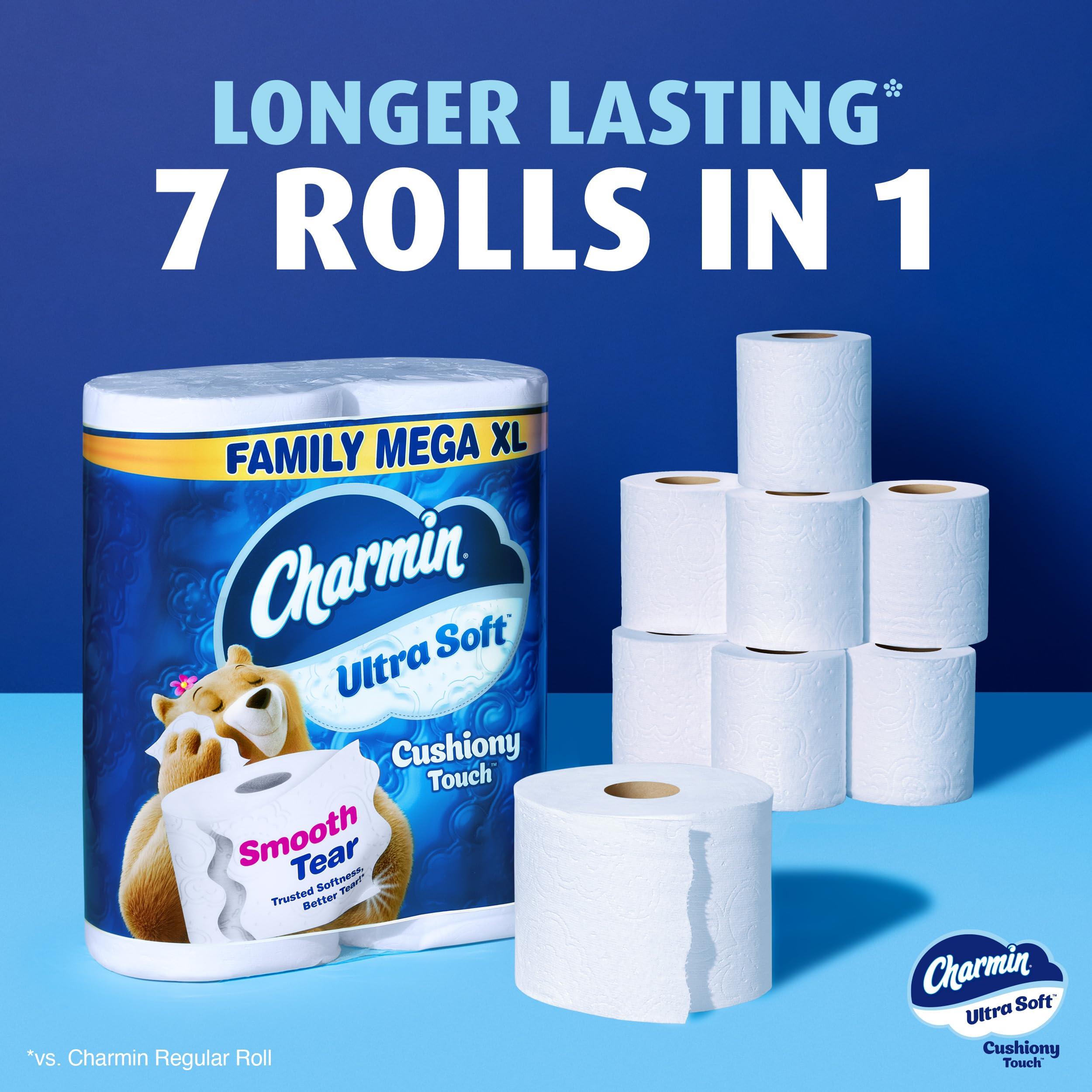 Charmin Toilet Paper Ultra Soft Cushiony Touch, 18 Family Mega XL Rolls = 126 Regular Rolls - Image 4