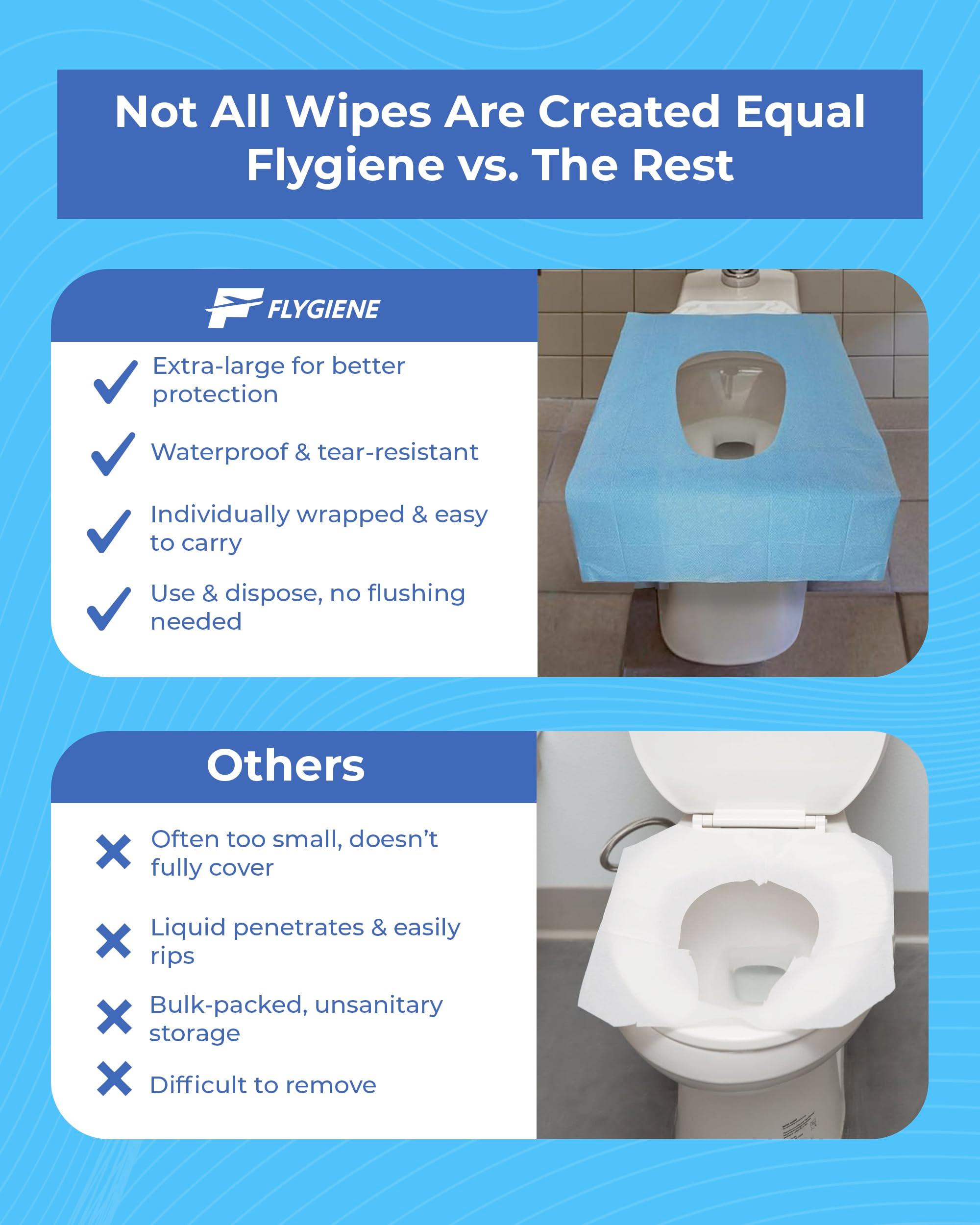 Flygiene Disposable Toilet Seat Covers for Travel – Waterproof, Tear-Resistant XL Toilet Liners with 2 Layers of Protection – Individually Wrapped Travel Size Toiletries - 10 Count (1 Pack of 10) - Image 6