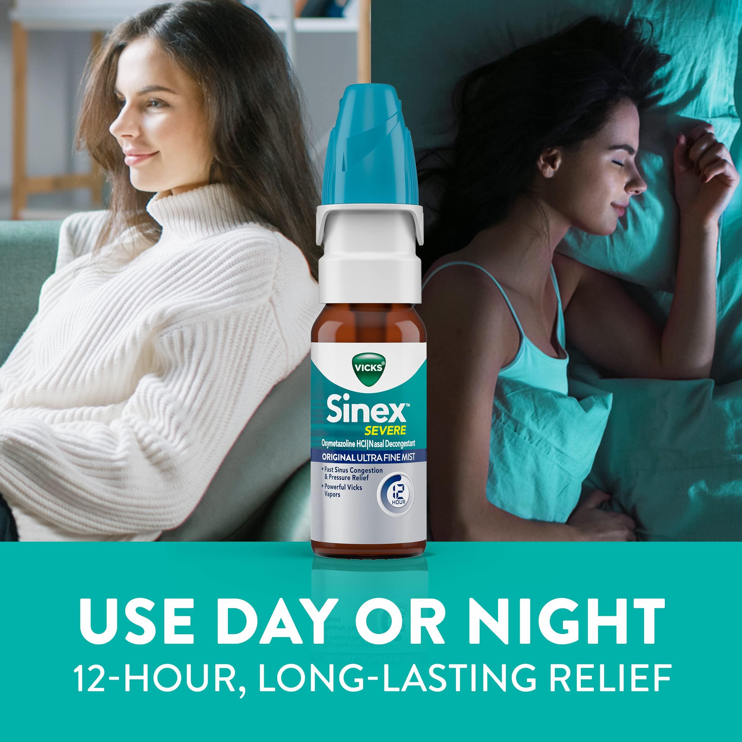 Vicks Sinex SEVERE Allergy & Sinus Nasal Spray, Original Ultra Fine Mist, Decongestant Medicine, Relief from Nasal Congestion due to Cold or Allergy, Sinus Pressure Relief, 265 Sprays x 2 - Image 7