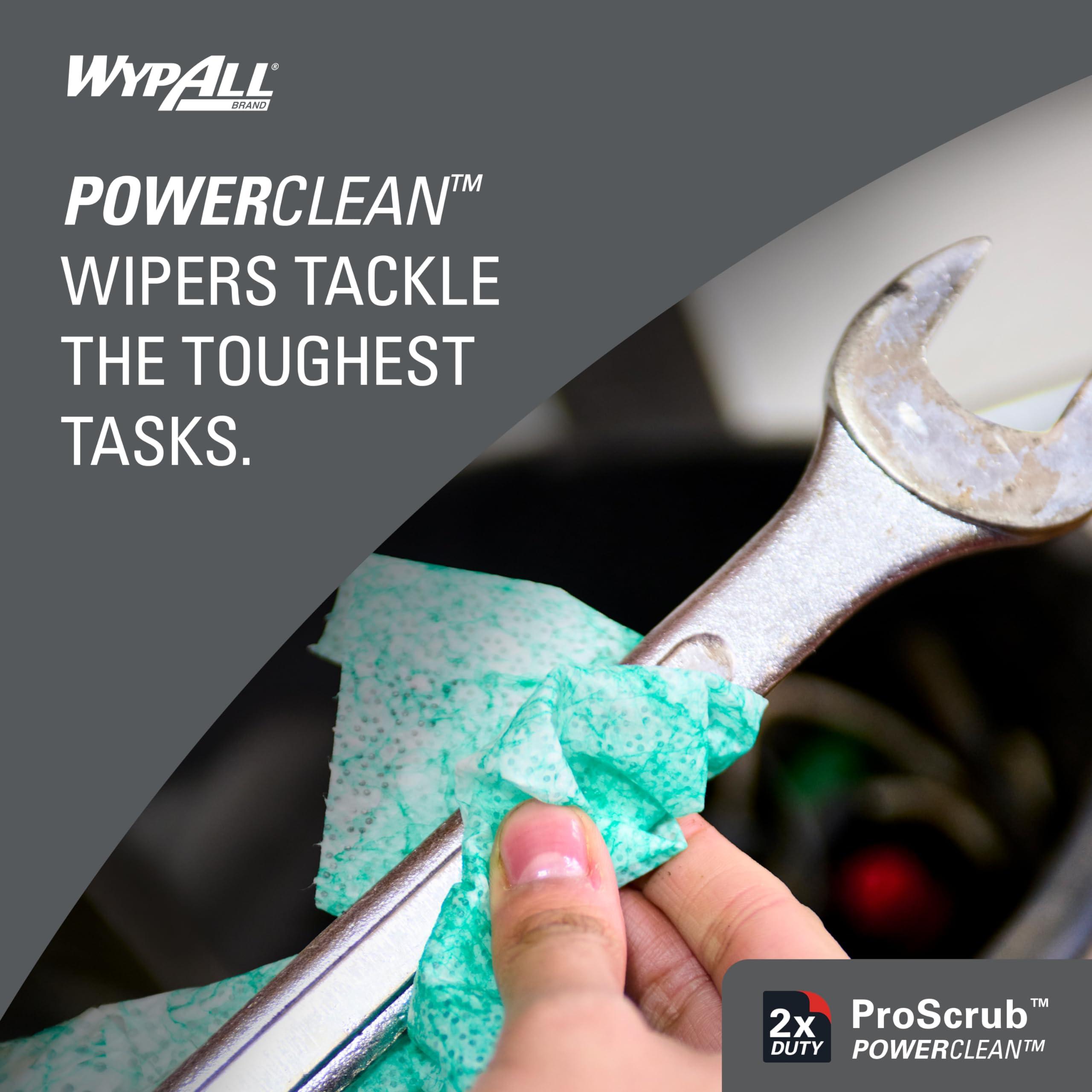 WypAll PowerClean ProScrub Heavy Duty Wet Towels (58310), Dual Action Cleaning, Large 9.5" x 12" Wipes, Canister Included (8 Canisters of 50 Sheets, 400 Sheet Total) - Image 4