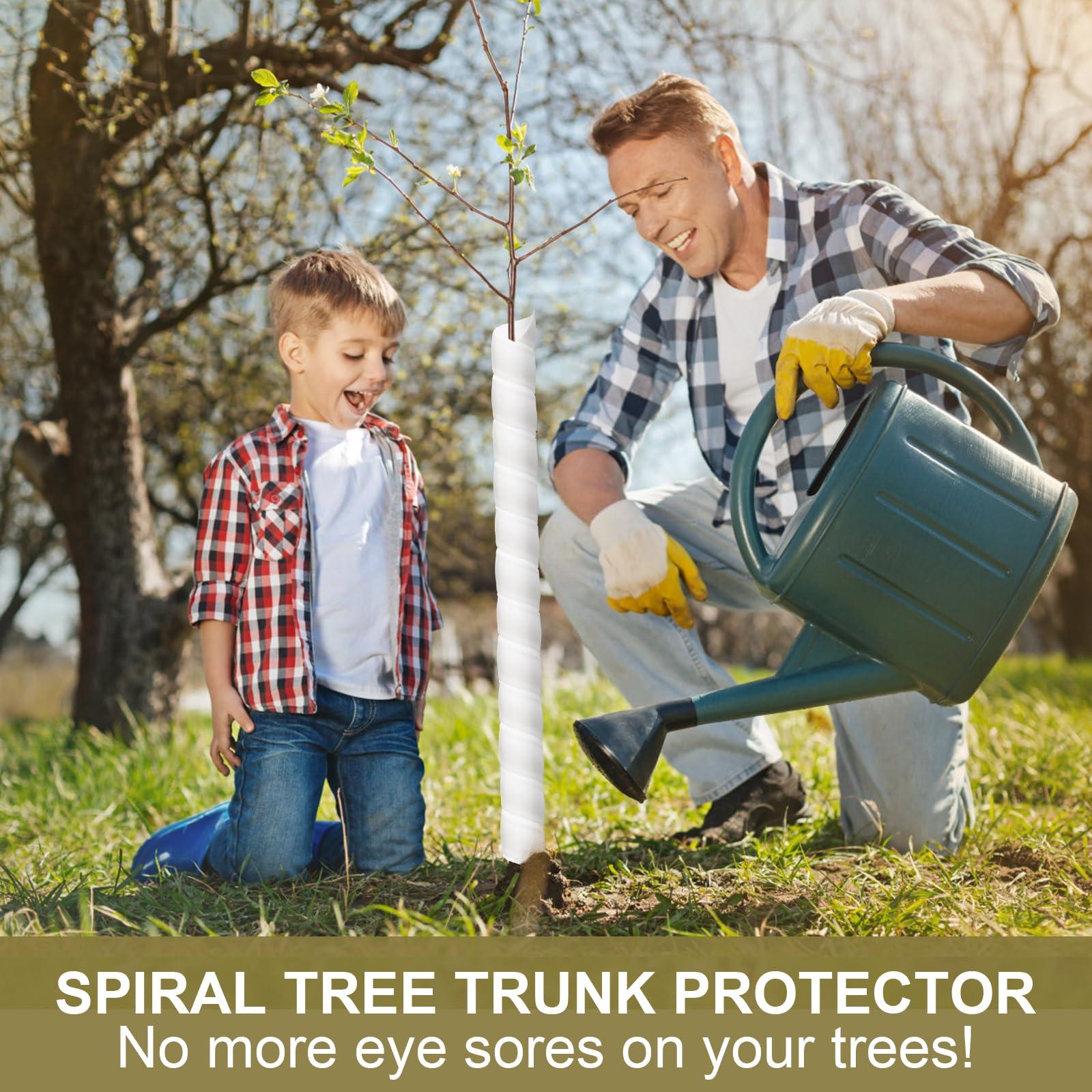 Aukney 20 Pcs Tree Trunk Protector-2 Size Plastic Spiral Tree Guard Tree Trunk Protector Wrap Tree Bark Protector Tube Tree Wraps to Protect Bark Tree Saplings from Rodents Rabbit Mowers (White) - Image 6