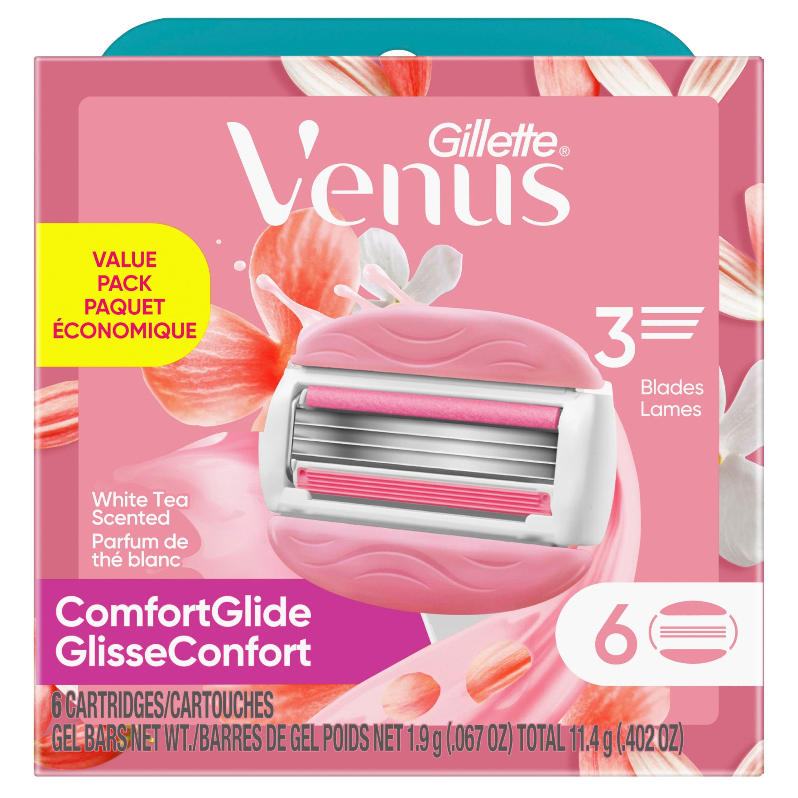Gillette Venus ComfortGlide White Tea Women's Razor Blades, 3-Blade Razor Refills, 6 Count - Image 9