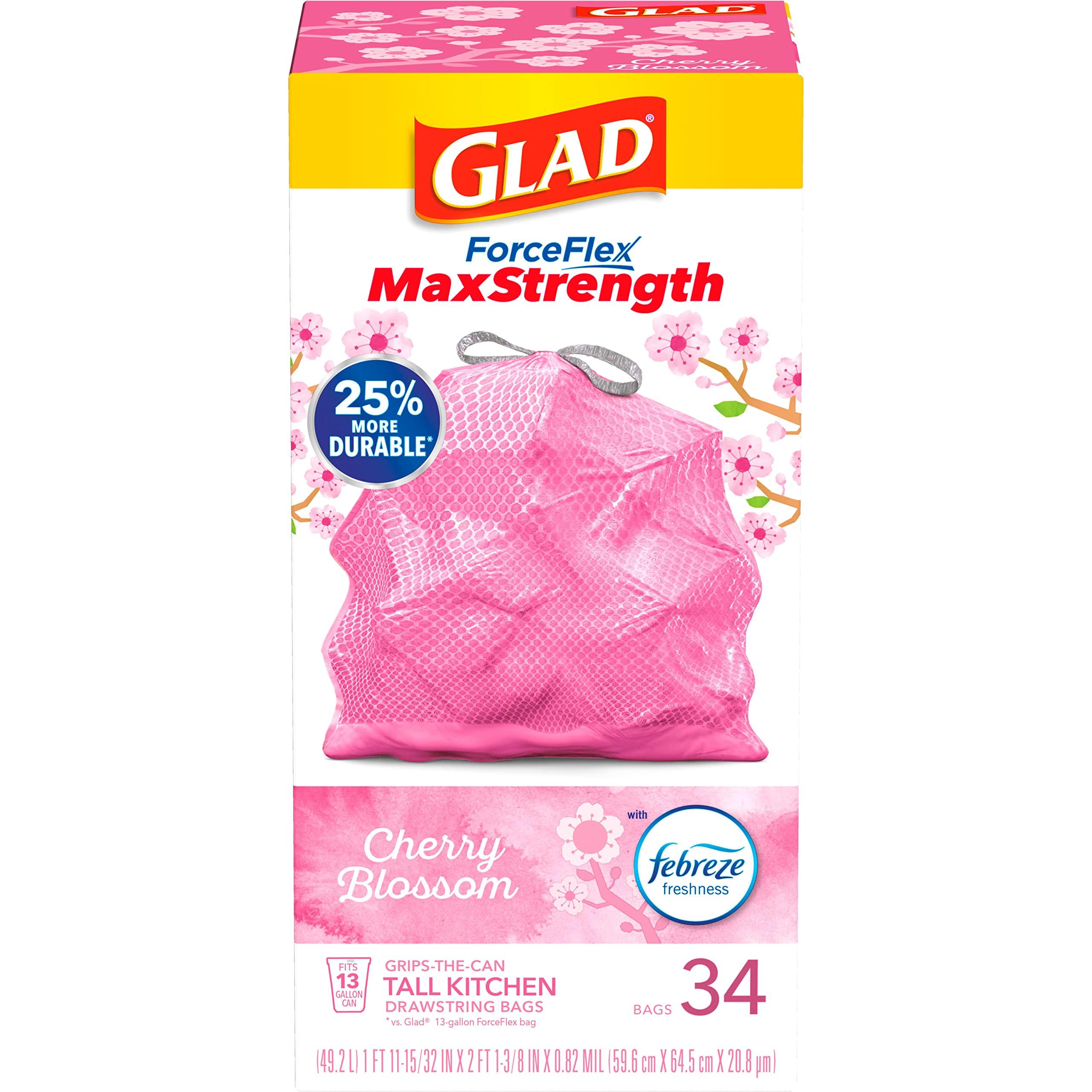 Glad ForceFlex MaxStrength Tall Kitchen Trash Bags, 13 Gal, Cherry Blossom, 34 Ct (Package May Vary) - Image 10