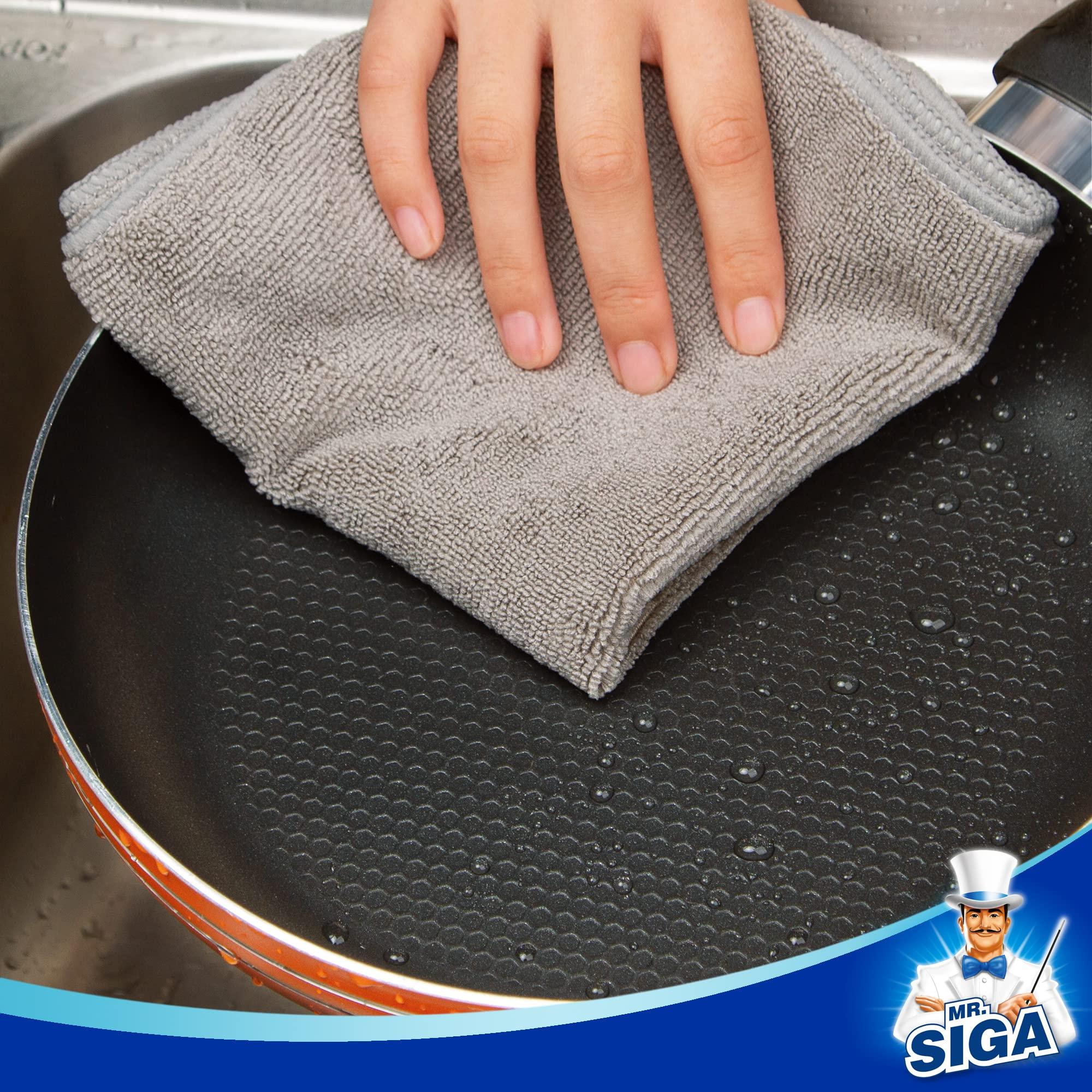 MR.SIGA Microfiber Cleaning Cloth, All-Purpose Microfiber Towels, Streak Free Cleaning Rags, Pack of 12, Grey, Size 32 x 32 cm(12.6 x 12.6 inch) - Image 5
