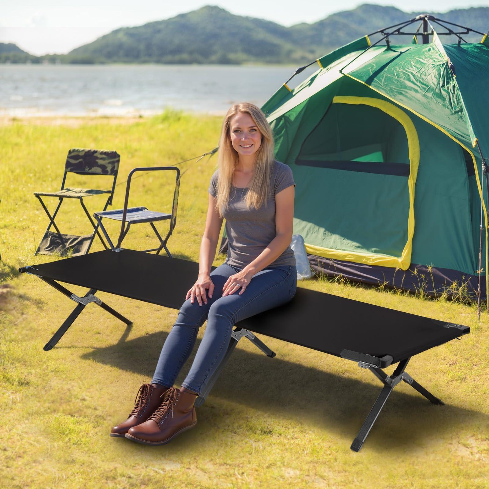 YSSOA Camping Cot, Sleeping Cots for Adults with Storage Bag, Portable and Lightweight Cot Bed for Outdoor Traveling, Hiking, Office Nap, Easy to Set up, 1 Pack - Image 7