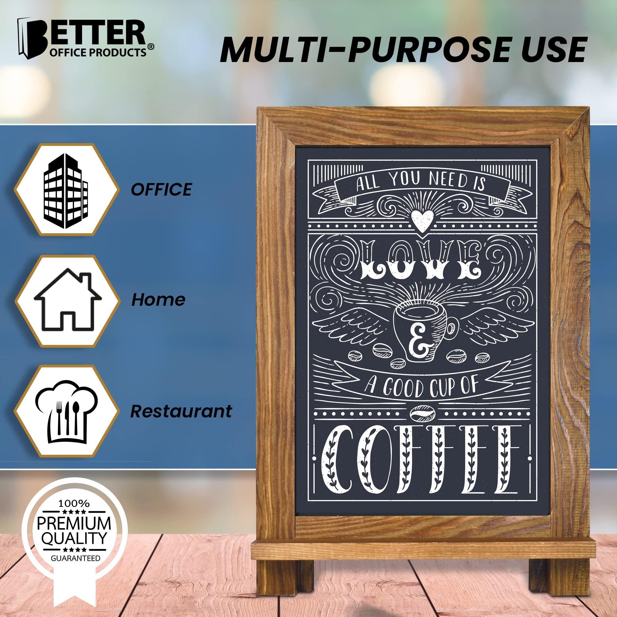 Better Office Products Framed Tabletop Chalkboard Sign, 9.5" x 14", Rustic Wood Frame, Small Magnetic Chalkboard, Built-in Ledge and Folding Stand, One White Chalk Marker Included,(Rustic Brown) - Image 6