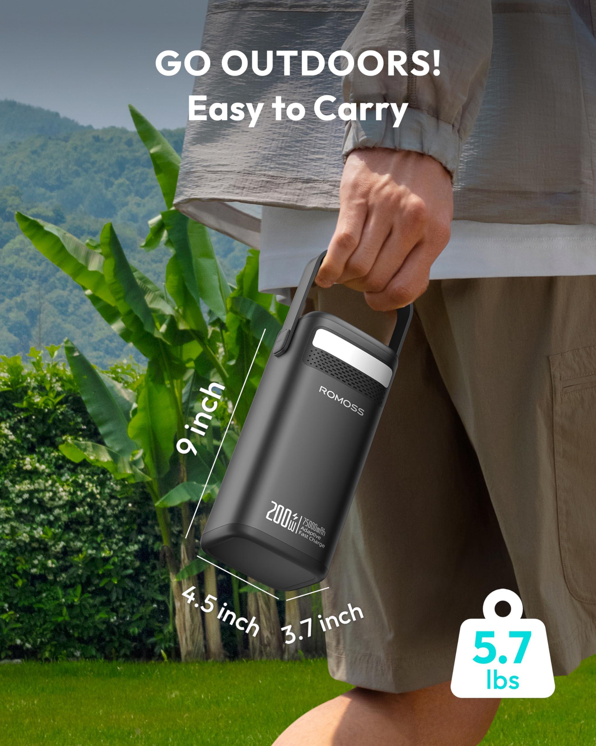ROMOSS Power Bank Station 75,000mAh, 240Wh Outdoor Power Station, LiFePO4 Battery Pack, 200W AC Outlet, 100W USB-C in/out, Fast Charging, Smart Display and LED Light, for Outdoor Camping and Emergency - Image 7
