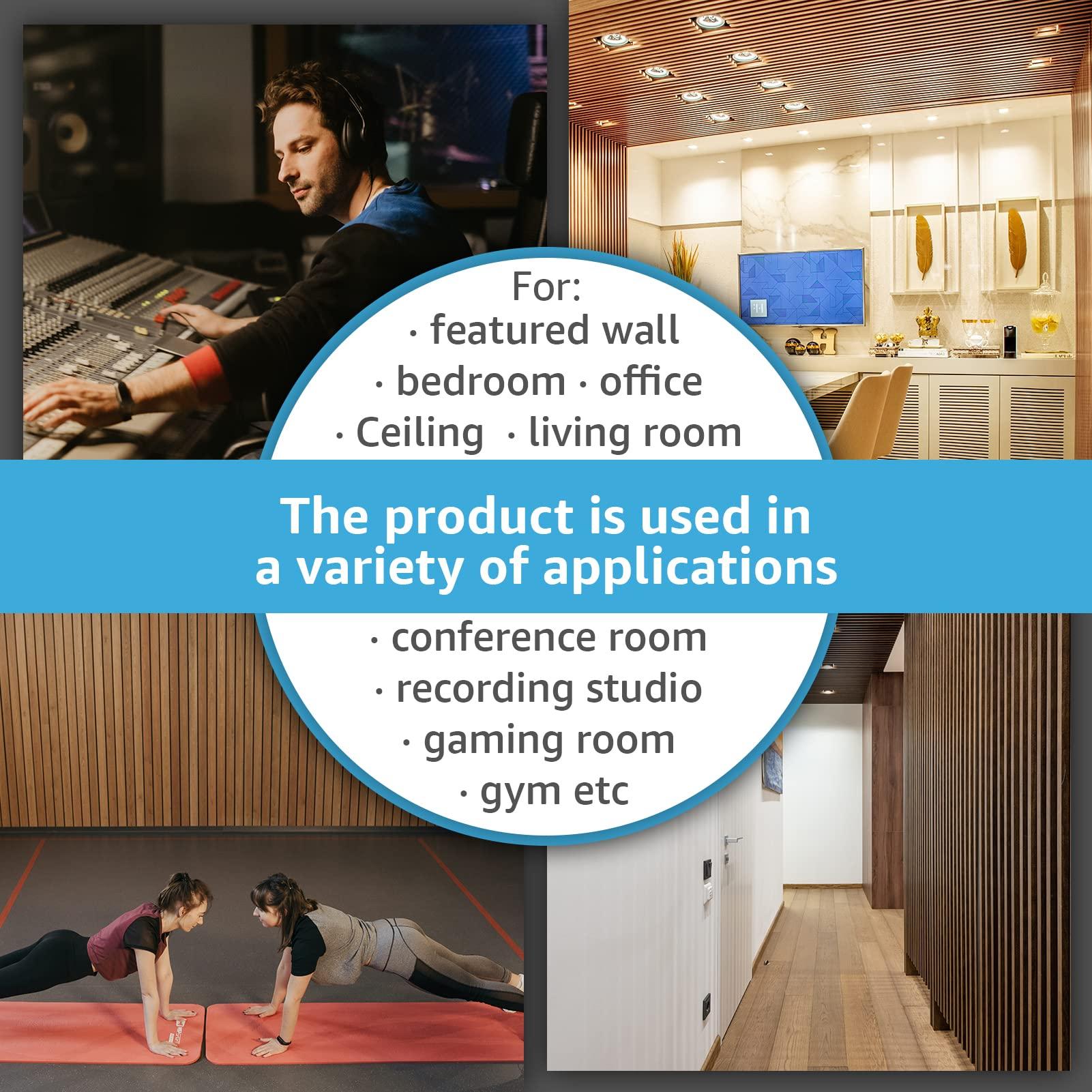 Art3d 2 Wood Slat Acoustic Panels for Wall and Ceiling - 3D Fluted Sound Absorbing Panel with Wood Finish - Walnut - Image 6