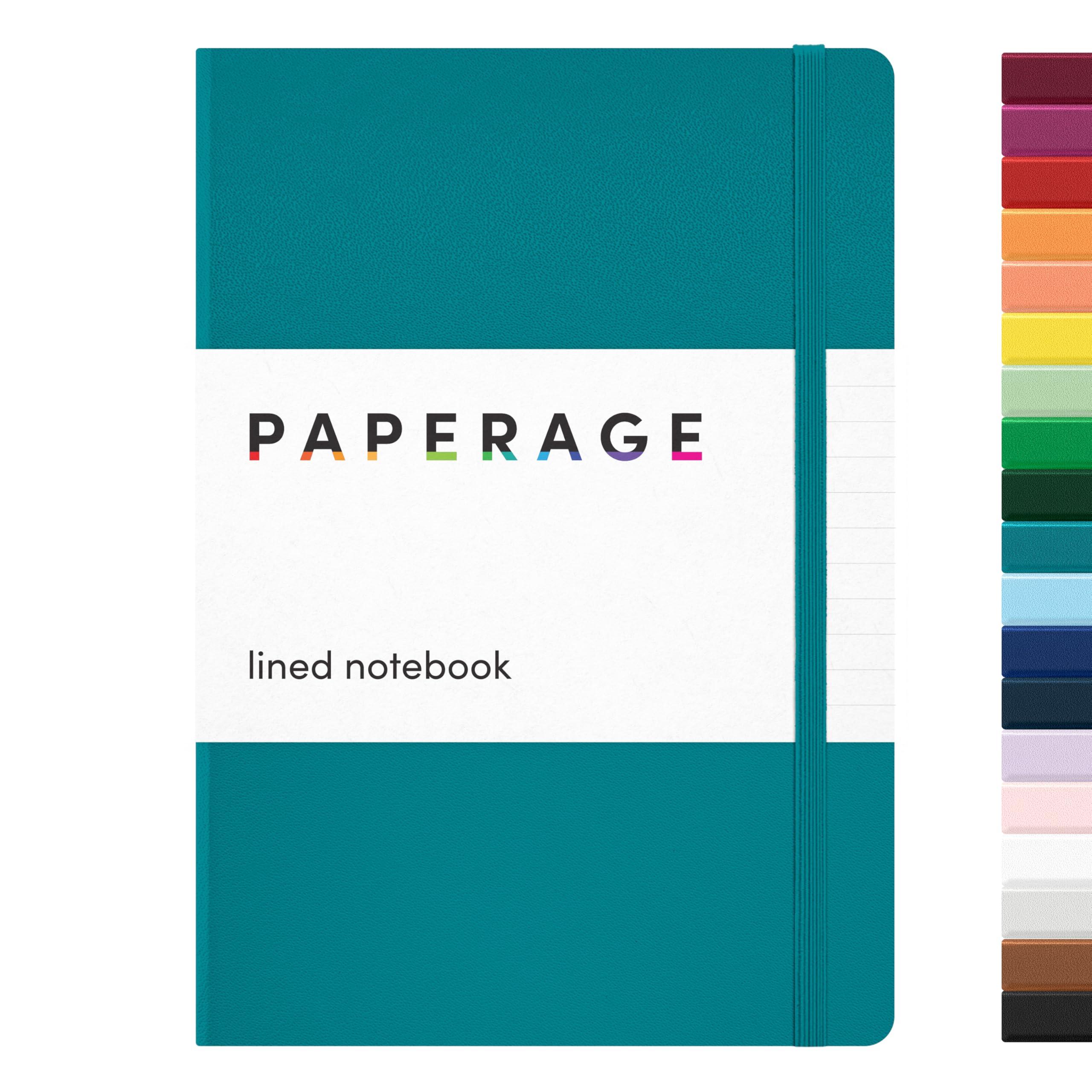 PAPERAGE Lined Journal Notebook, (Black), 160 Pages, Medium 5.6 in x 8 in - 100 GSM Thick Paper – Hardcover Journaling Notebook for Work, School & Note Taking