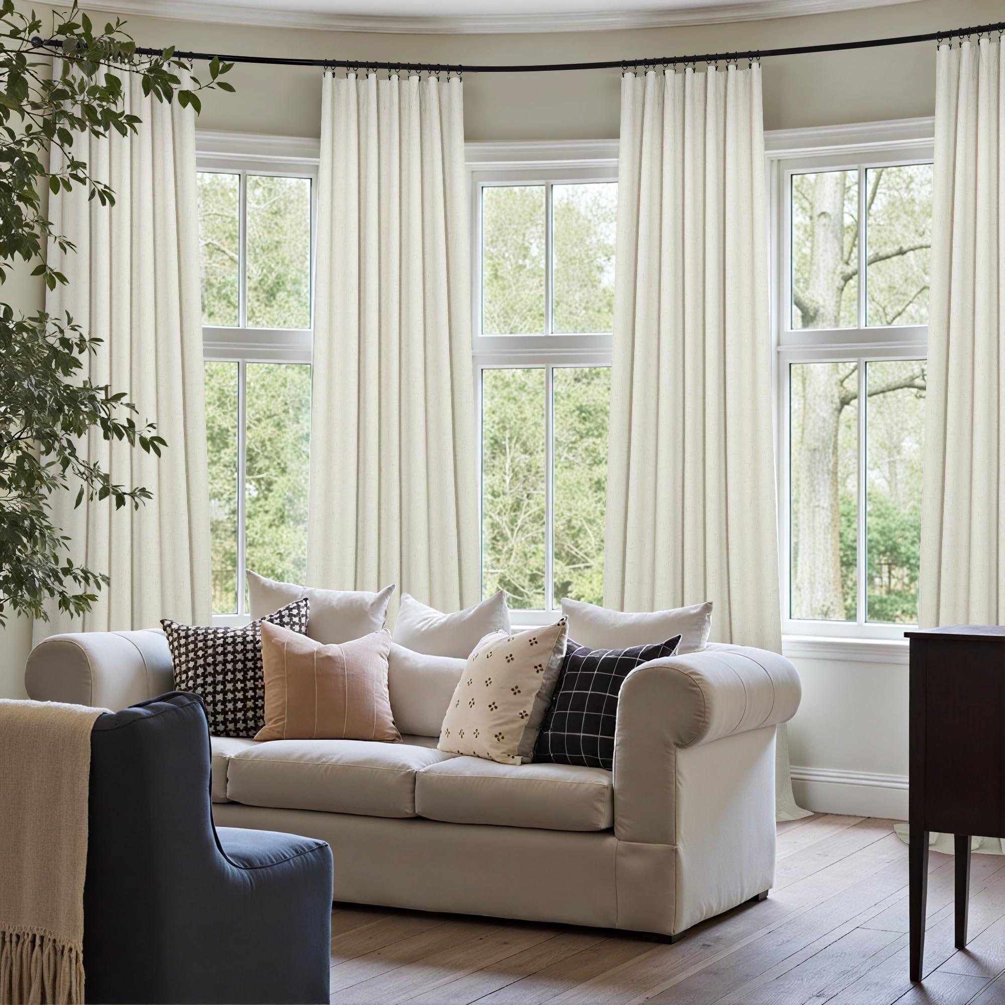 100% Blackout Curtains 84 Inch Length 2 Panels Set Neutral Boho Linen Farmhouse for Bedroom Windows Living Room Darkening Thermal Insulated Drapes Natural Cream Ivory 7ft Long Back Tab Pleated Pocket - Image 7