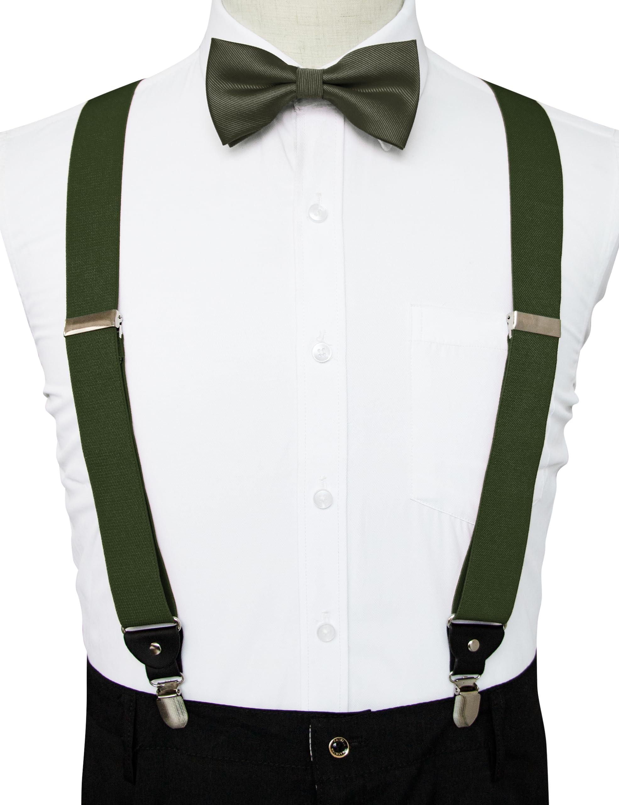 JEMYGINS Solid Color Suspender and Silk Bow Tie Sets for Men - Image 3